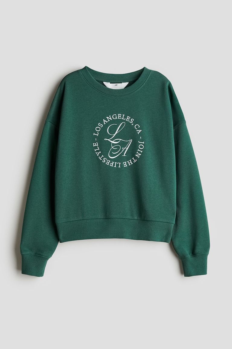 Sweat avec motif Vert foncé/Los Angeles ENFANT H&M FR