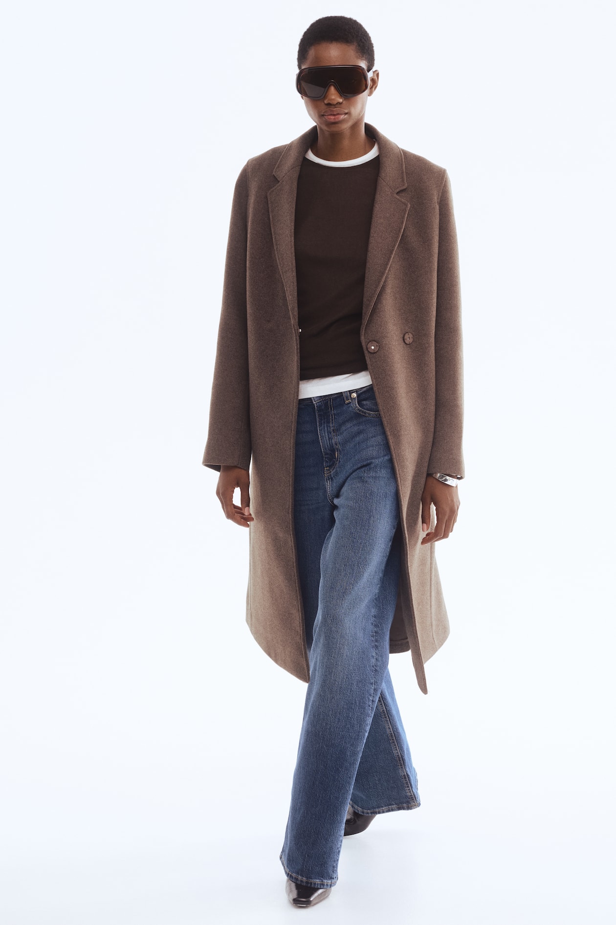 Tie-belt coat Marrón oscuro jaspeado MUJER H&M ES