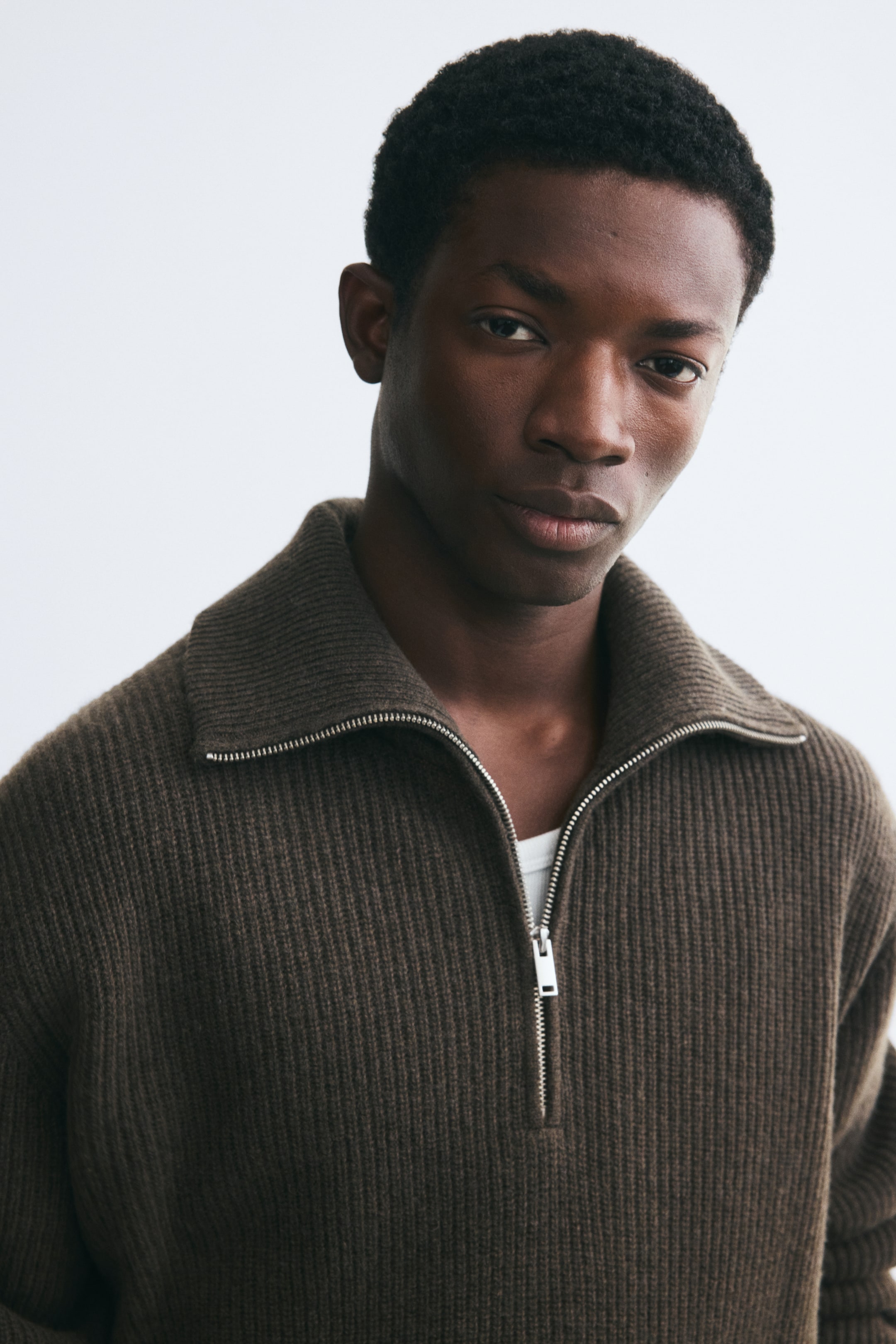 Regular Fit Zip-top wool jumper