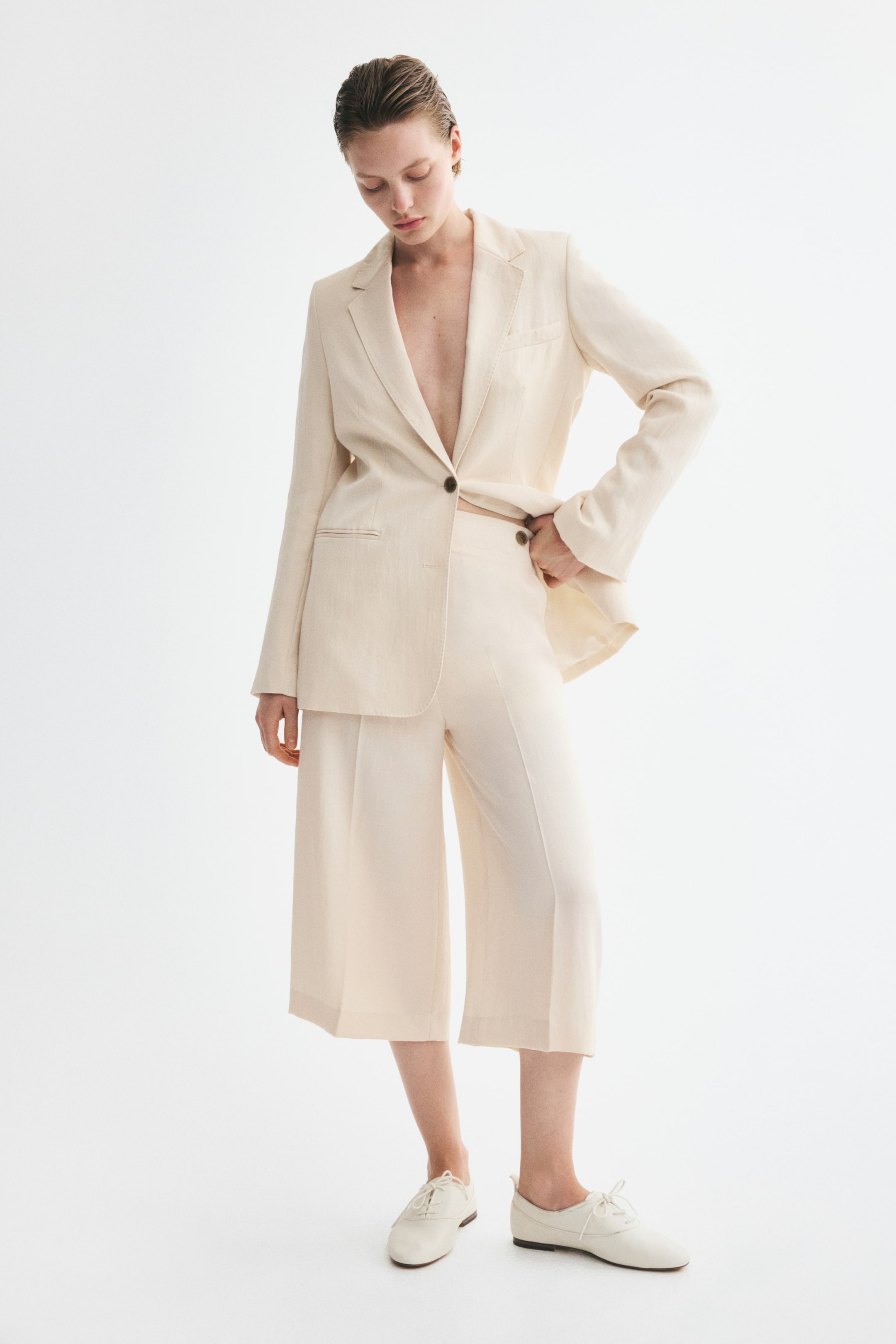 Single-Breasted Twill Blazer