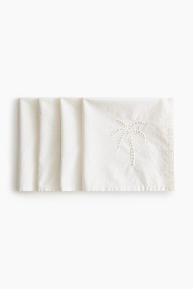 4-Pack Eyelet-Embroidered Napkins - White - 1