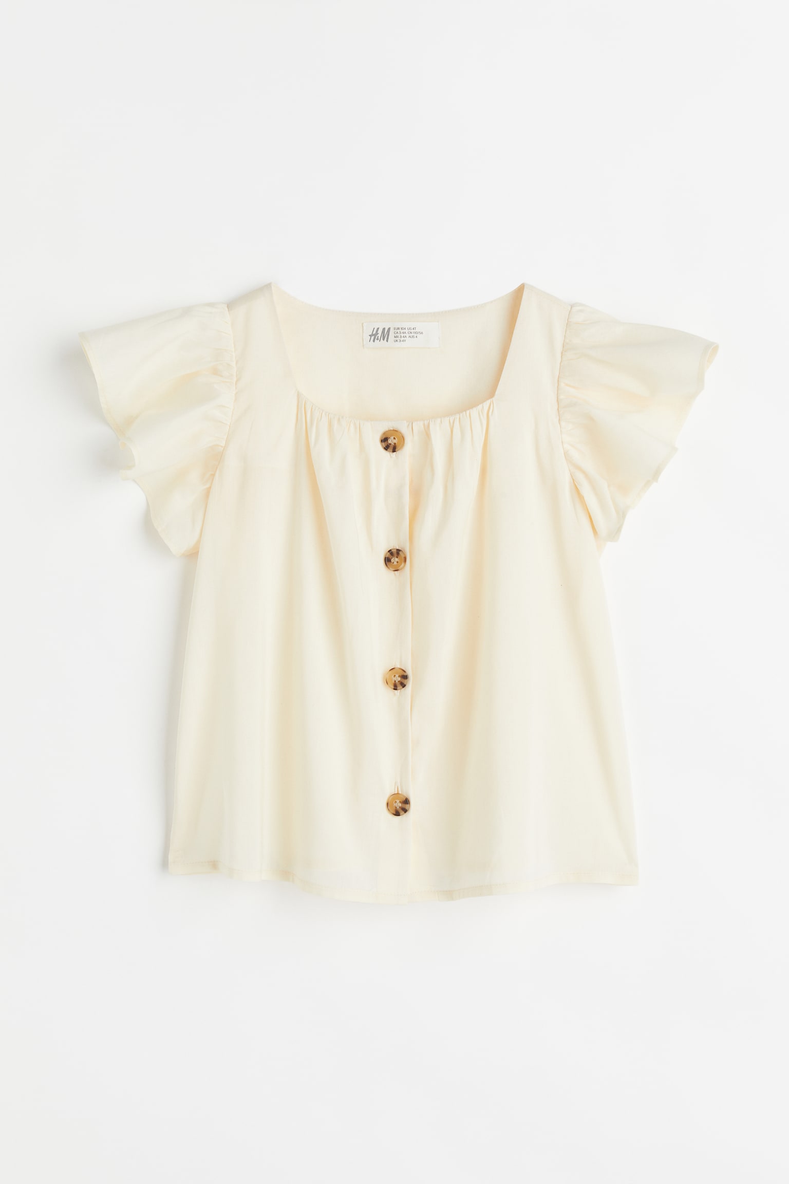 Butterfly Sleeve Blouse - Cream - 1