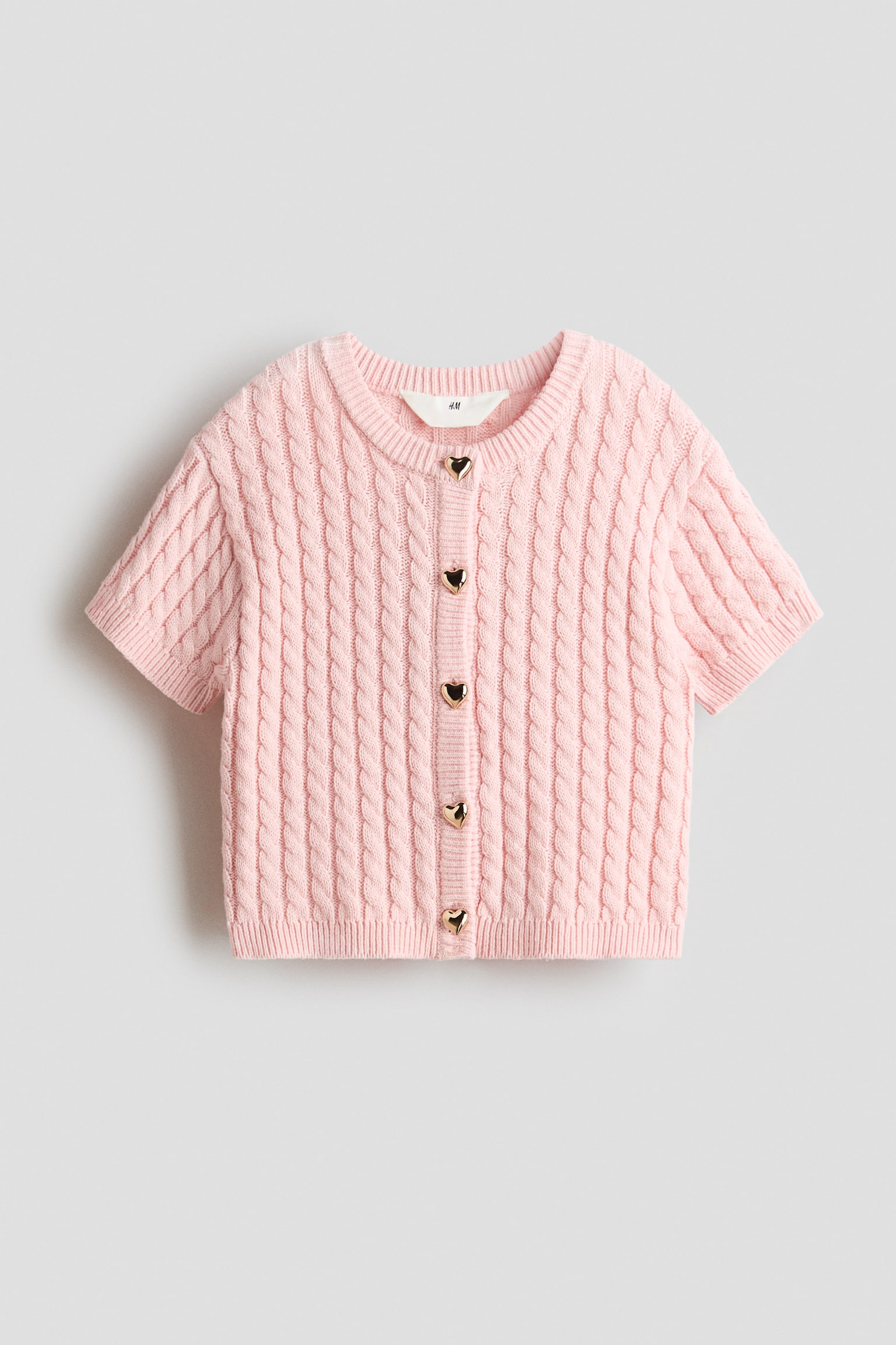 Cable-Knit Cardigan - Light pink/Red/Red - 1