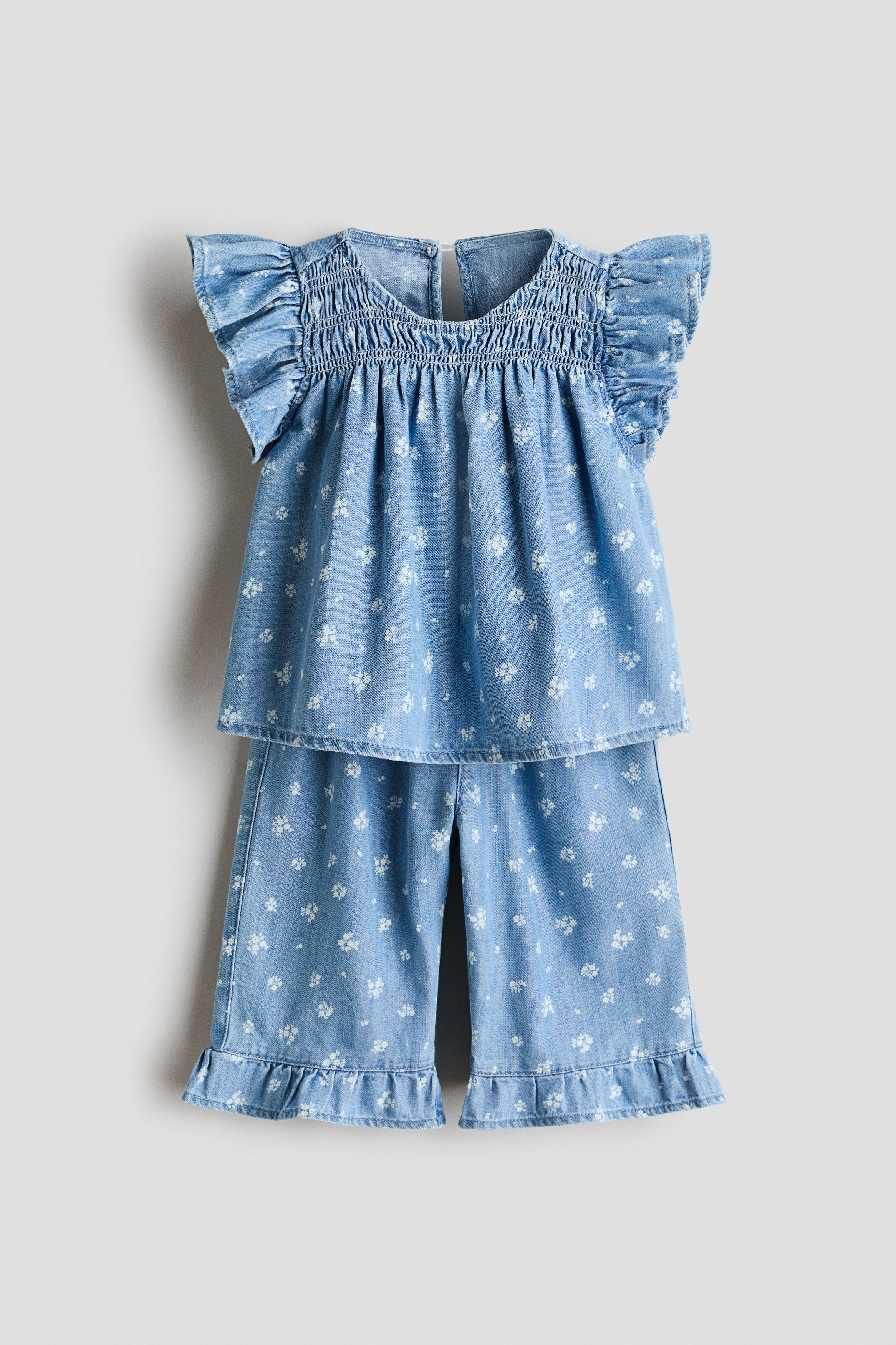 2-piece printed denim set - Light denim blue/Floral