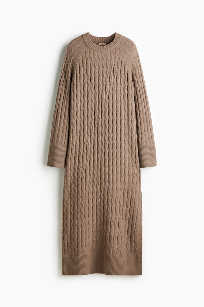 Cable-knit maxi dress - Dark beige - 1
