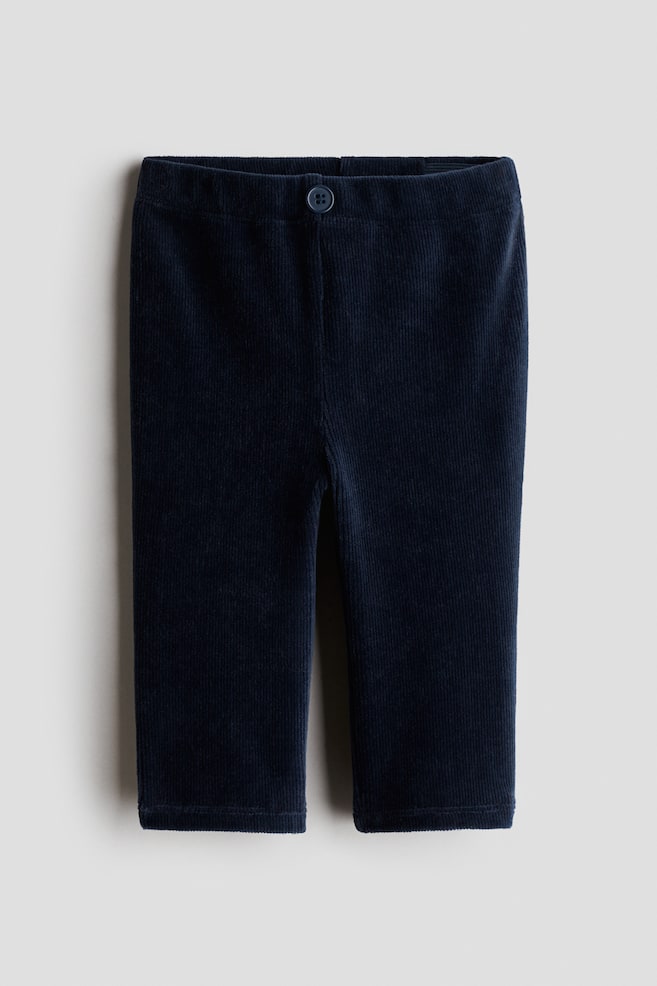 Ribbed Velour Leggings - Navy blue/Gray/Light beige/Light brown - 1