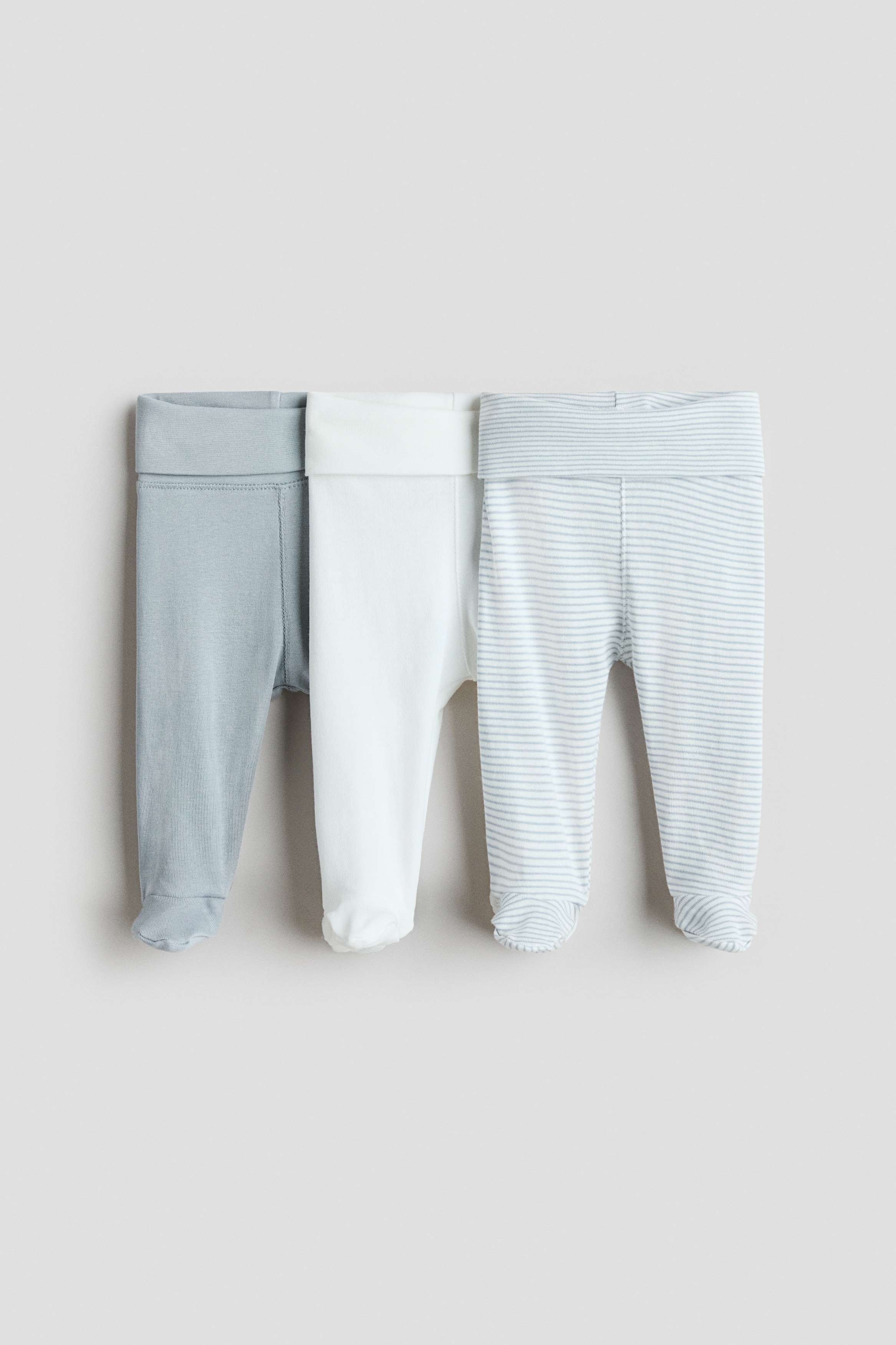 Blu polvere chiaro Leggings con bordo risvoltabile in vita 3 pezzi - Size: 62 (2-4M)  - H&M