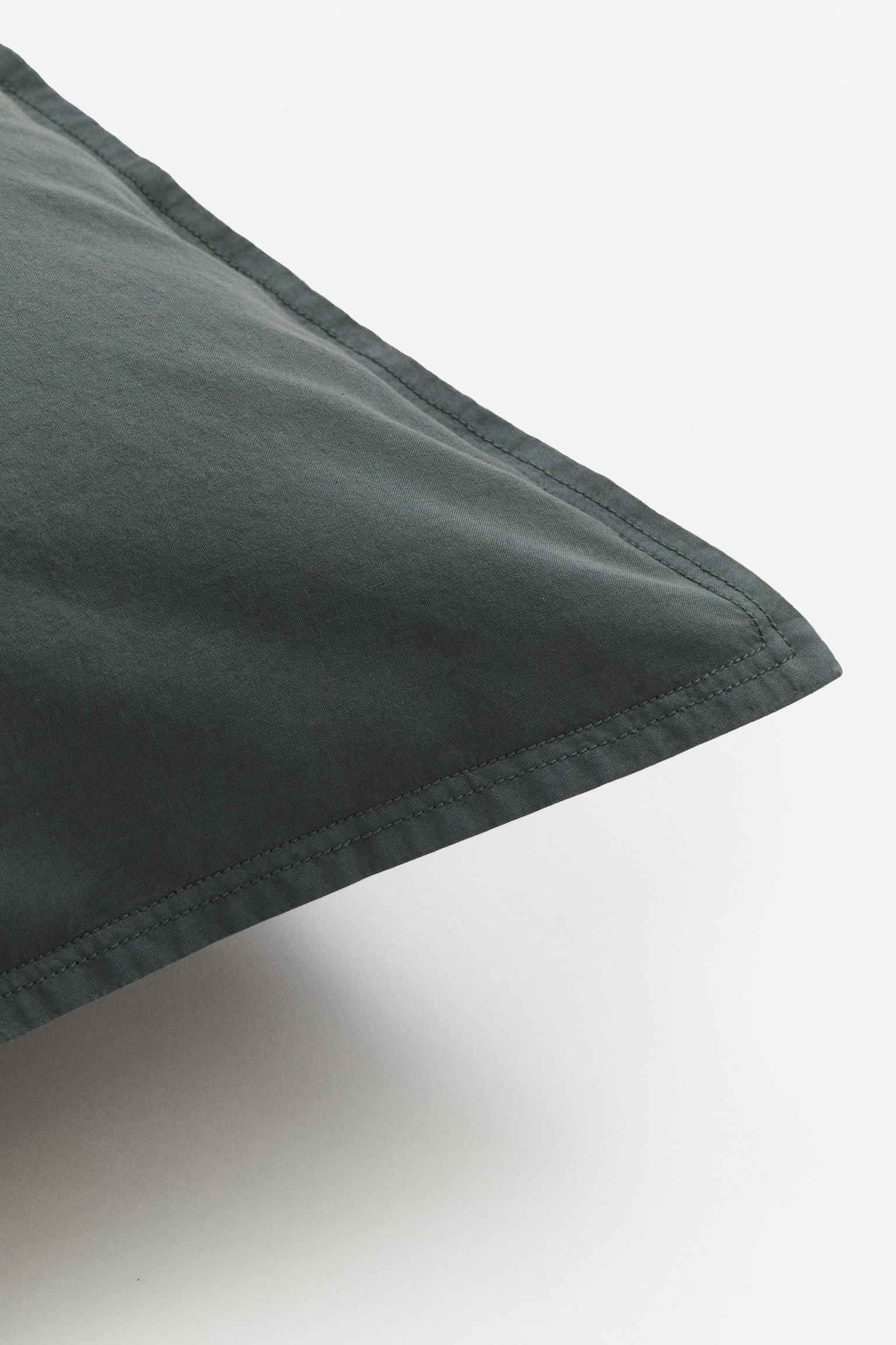 Washed cotton pillowcase - Dark grey/White/Light dusty green - 2