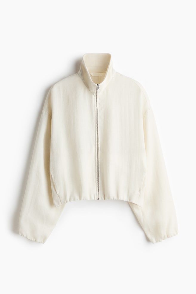 Bubble-hem jacket - Cream/Dark brown/Brown/Leopard print - 1