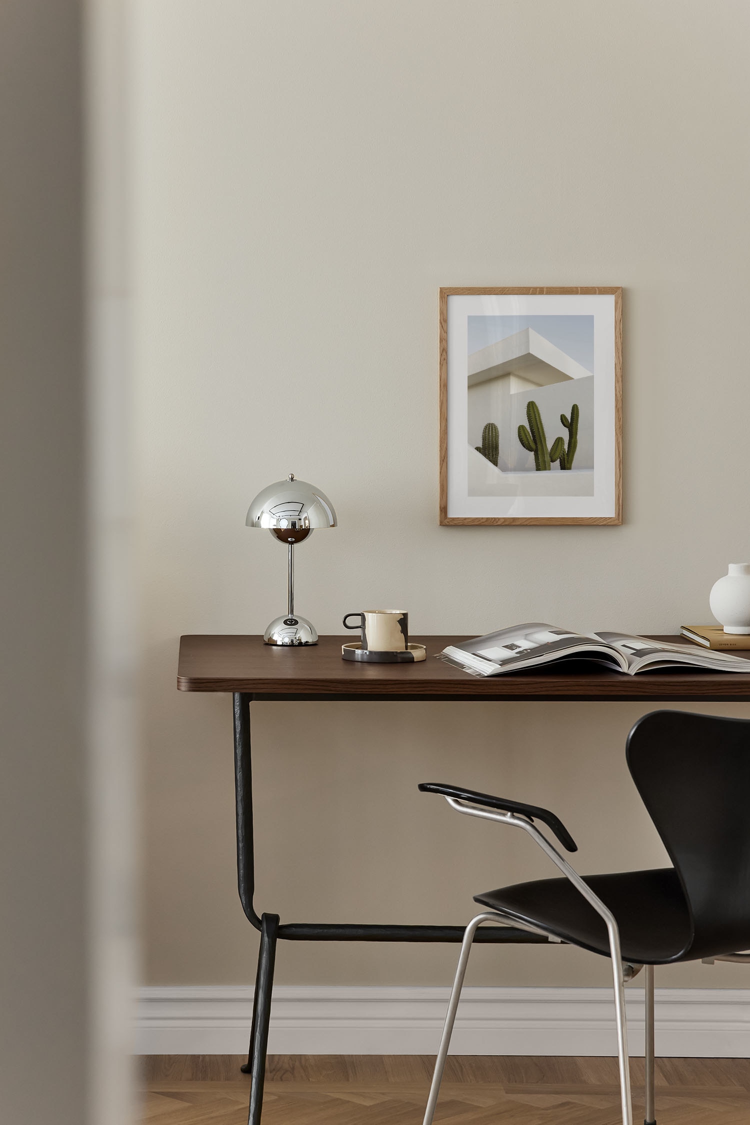 Cactus House Plakat - Grøn/blå/hvid