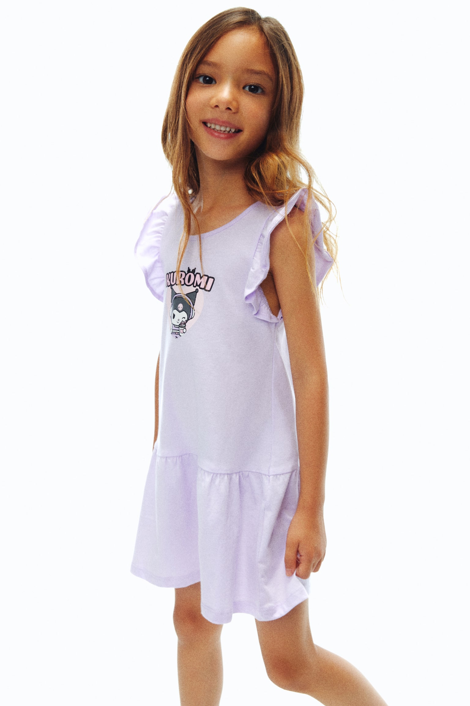 Printed cotton jersey dress - 淺紫色/酷洛米/淺粉紅色/美樂蒂/White/Hello Kitty - 4