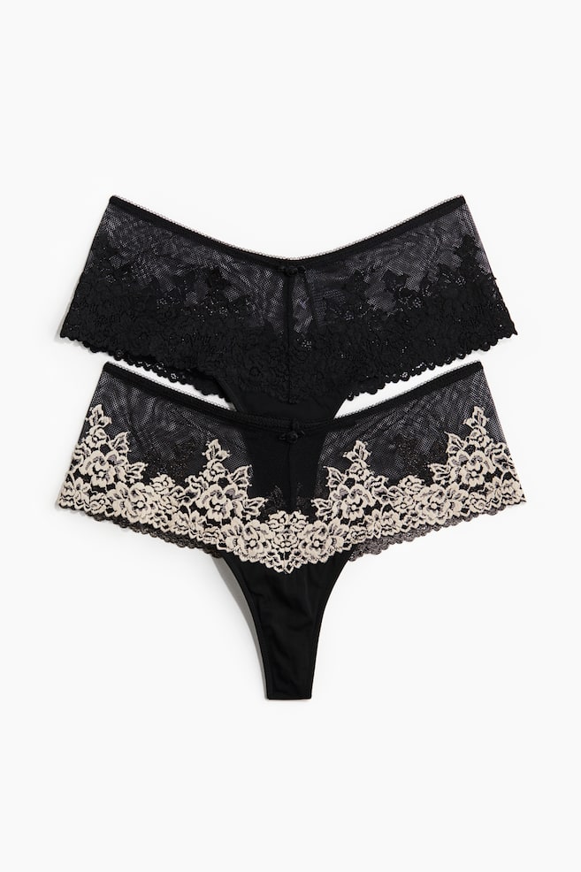 2-pack lace hipster thong briefs - Black/Cream - 1