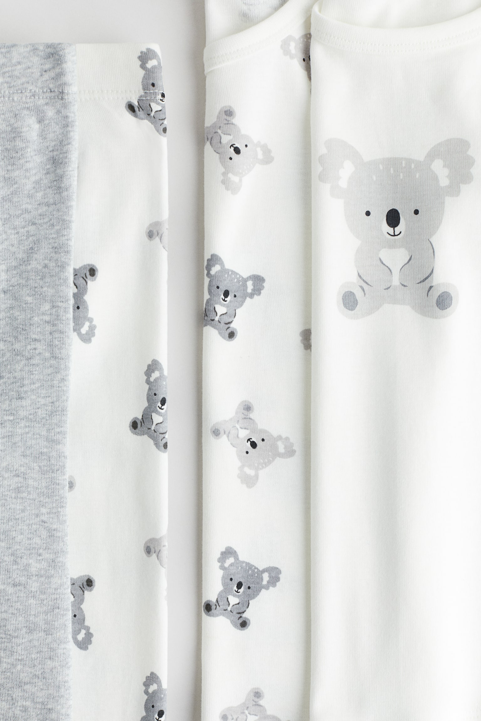 Lot de 2 pyjamas confortables en coton - Blanc/koalas/Bleu/espace/Rose clair/chevreuil - 2