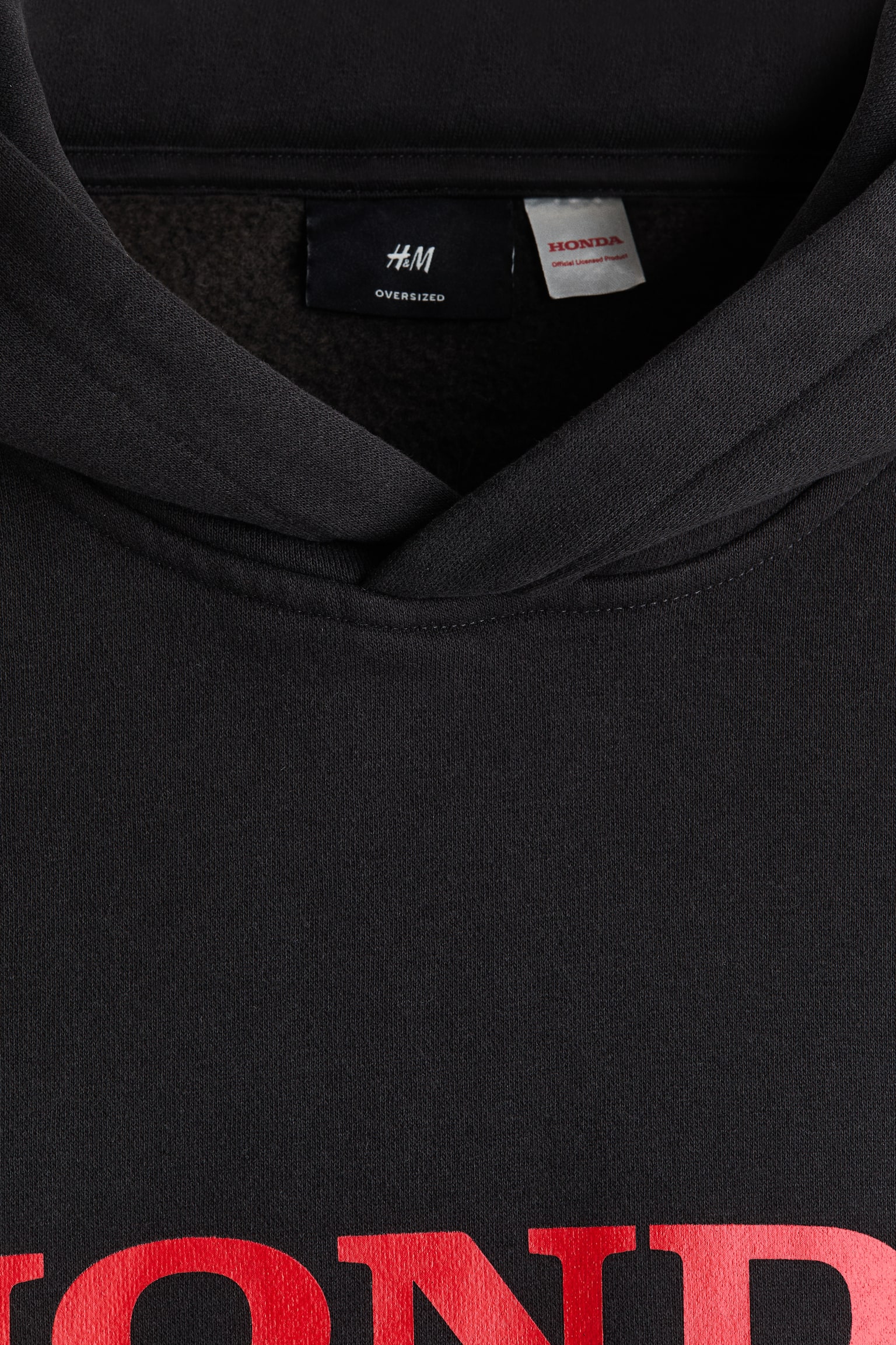 Oversized Fit Printed hoodie - Black/Honda - 3