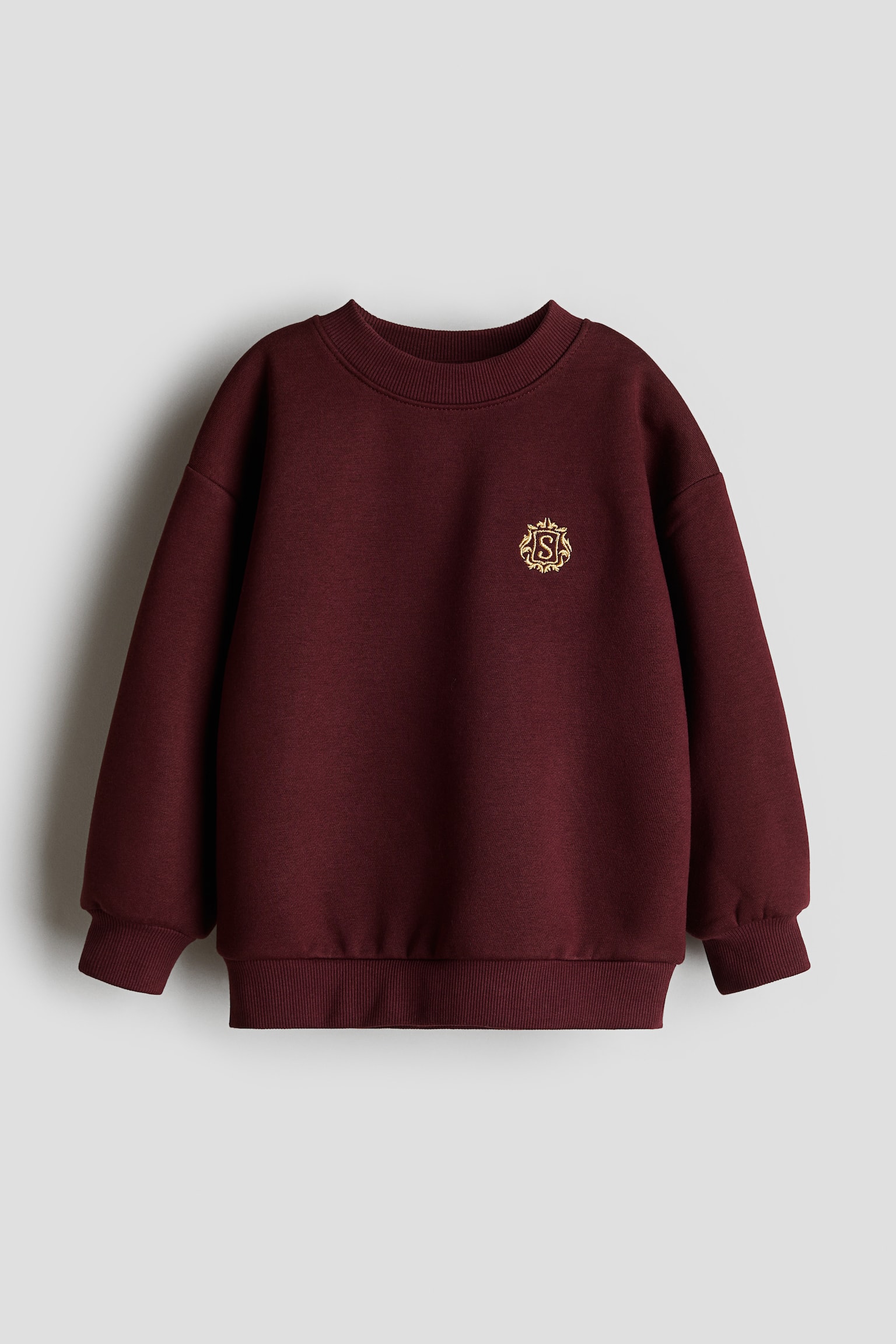 Embroidery-detail sweatshirt - Dark red/Light beige/WH - 1