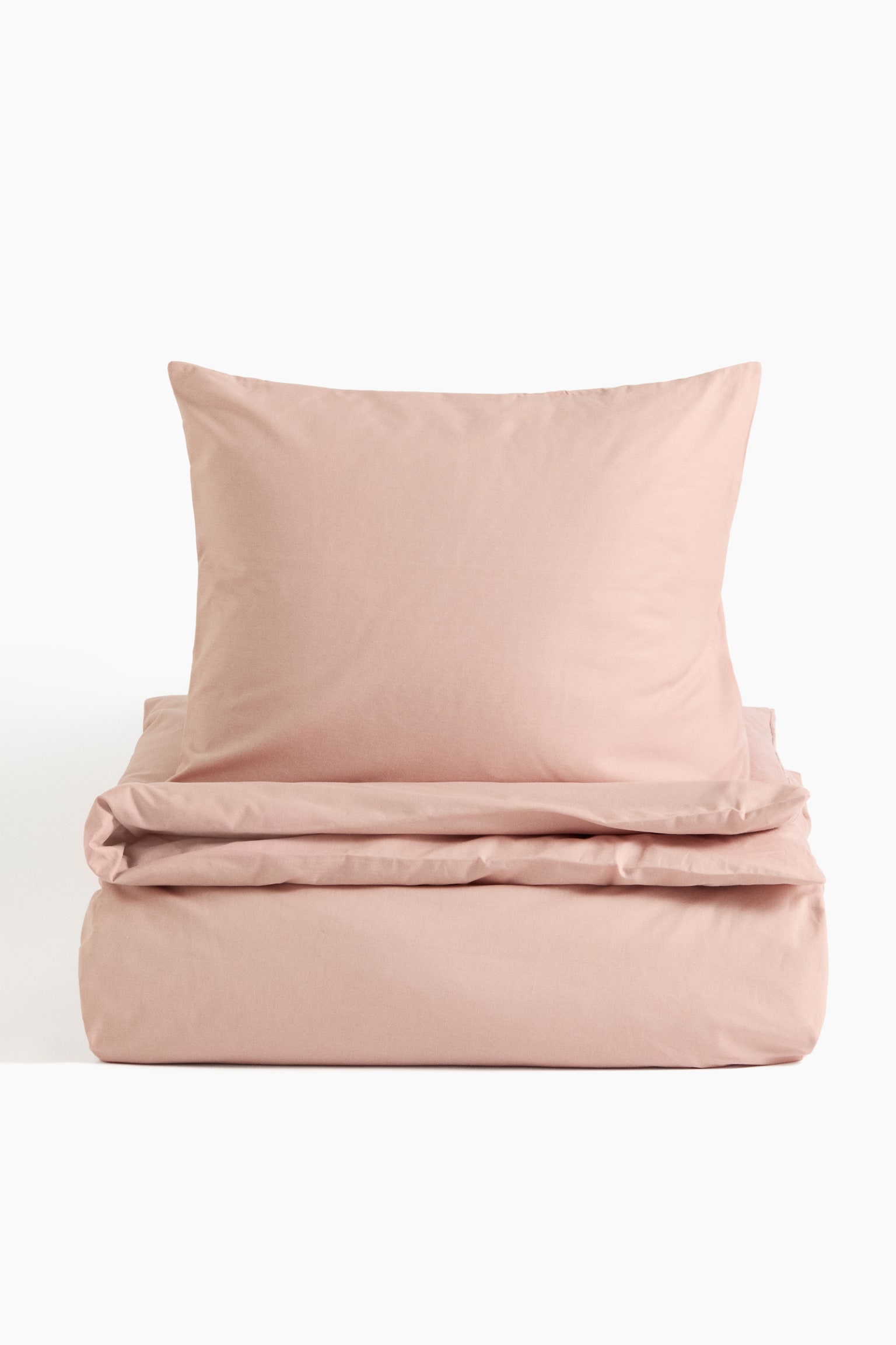 Katoenen dekbedset - eenpersoons - Dusty roze/Kakigroen/Licht kakigroen/Donkerbruin/Lichtbeige/Grijs/Oranje