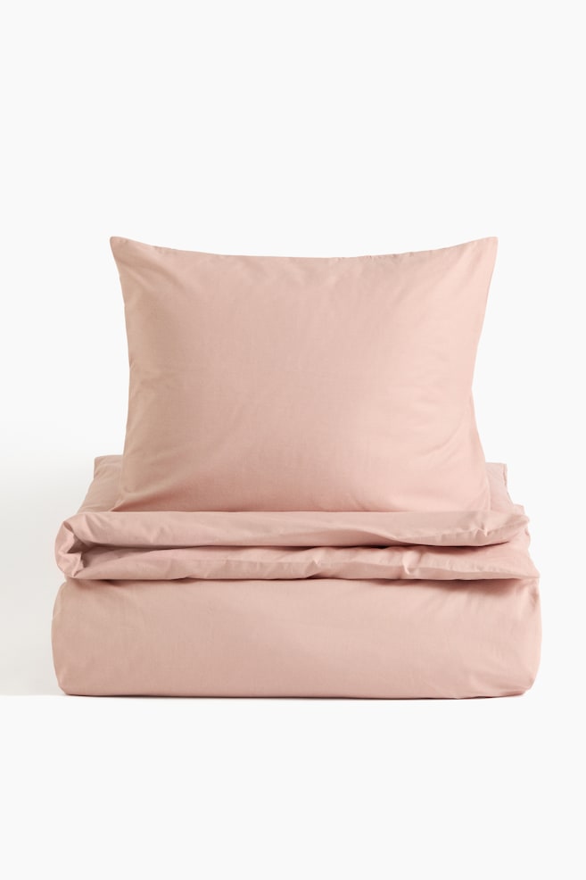 Cotton Twin Duvet Cover Set - Dusty pink/Khaki green/Taupe/Light beige/Dark brown/Light khaki green/Gray - 1