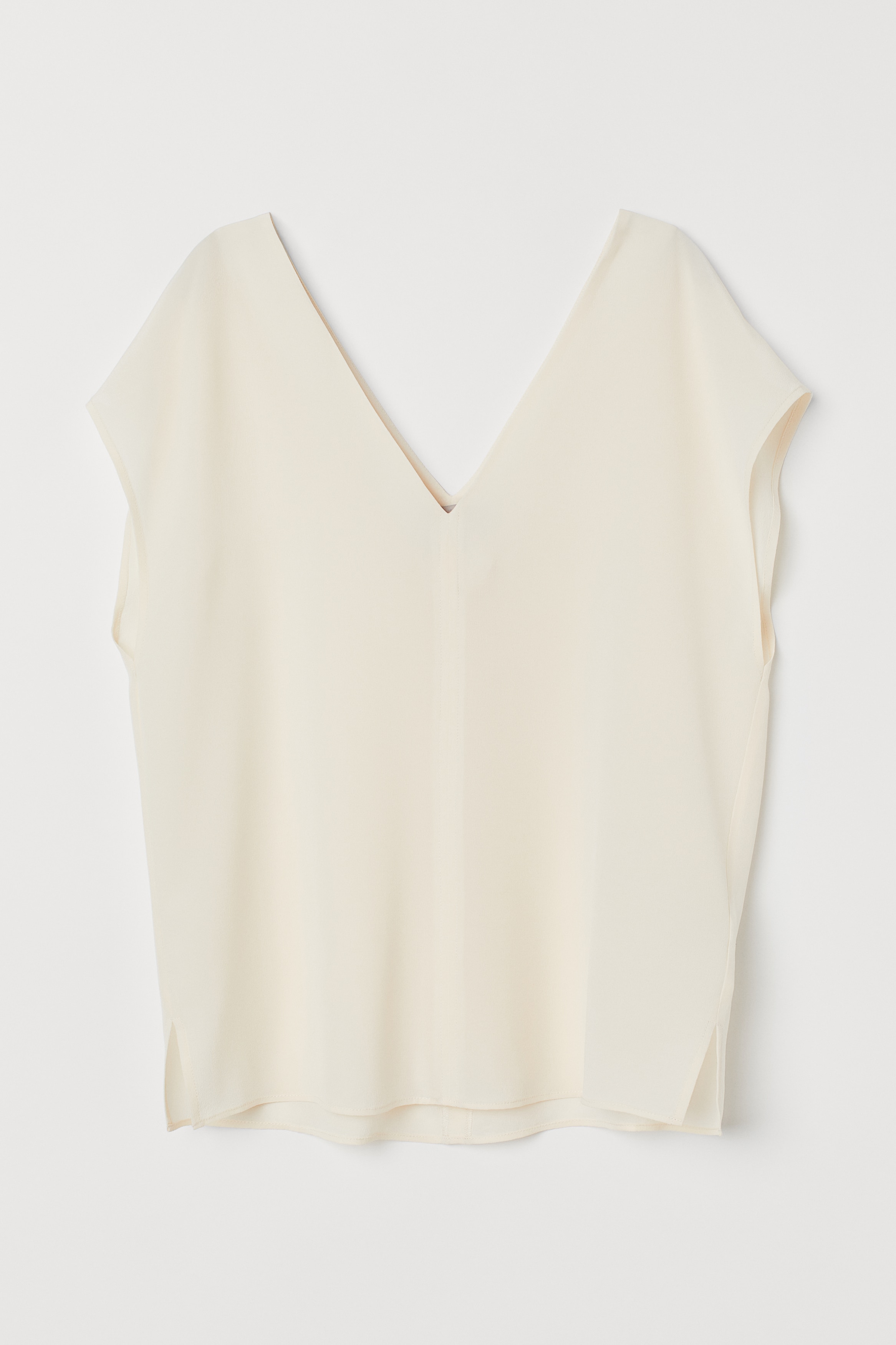 Ladies - Cream V-neck silk blouse - Size: 8  - H&M
