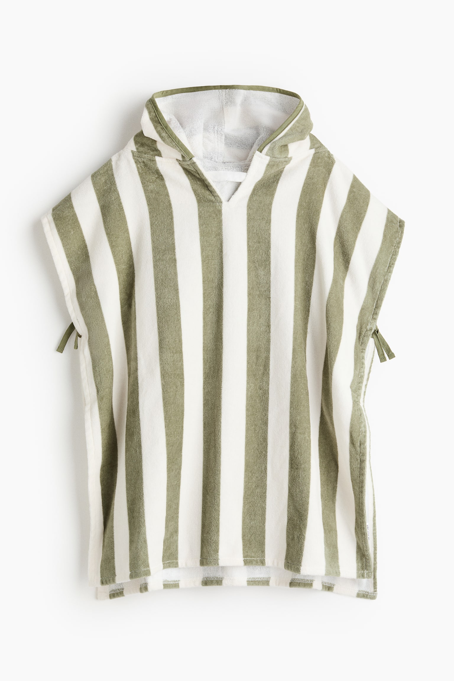 Striped cotton towel cape - Green/White striped/Light pink/White striped/Light brown/White striped - 1