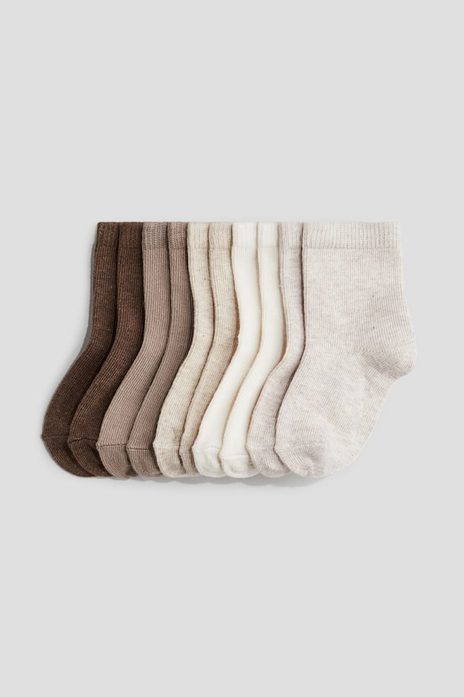 10-pak strømper - Lys beige/Brun/Brun/Lys beige/Rosa/Lysegrå/Sort/Grå/Hvid - 1