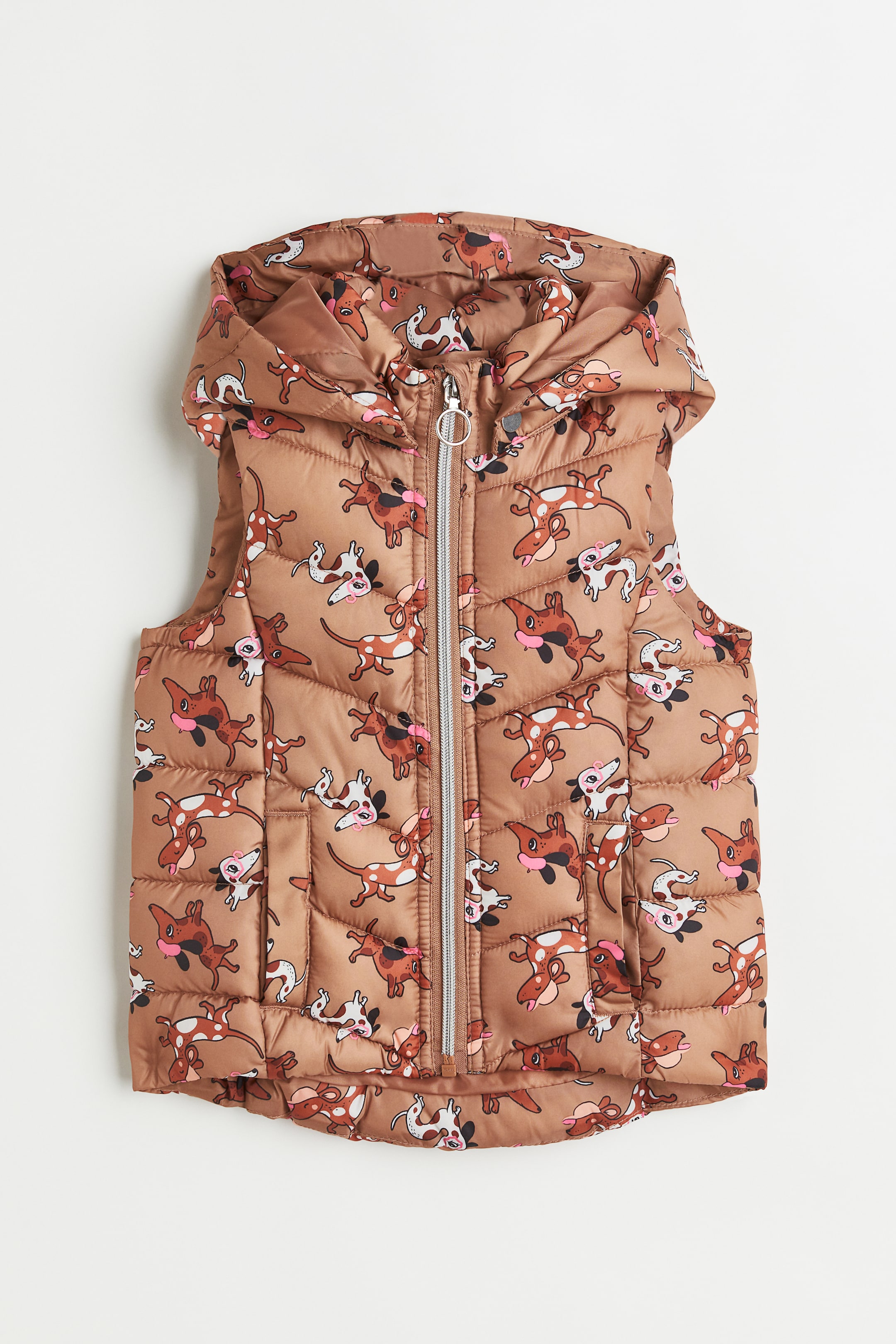 Größeres Bild ansehen: Puffer-Weste mit Kapuze - Beigerosa/Hunde - Kids | H&M DE 1