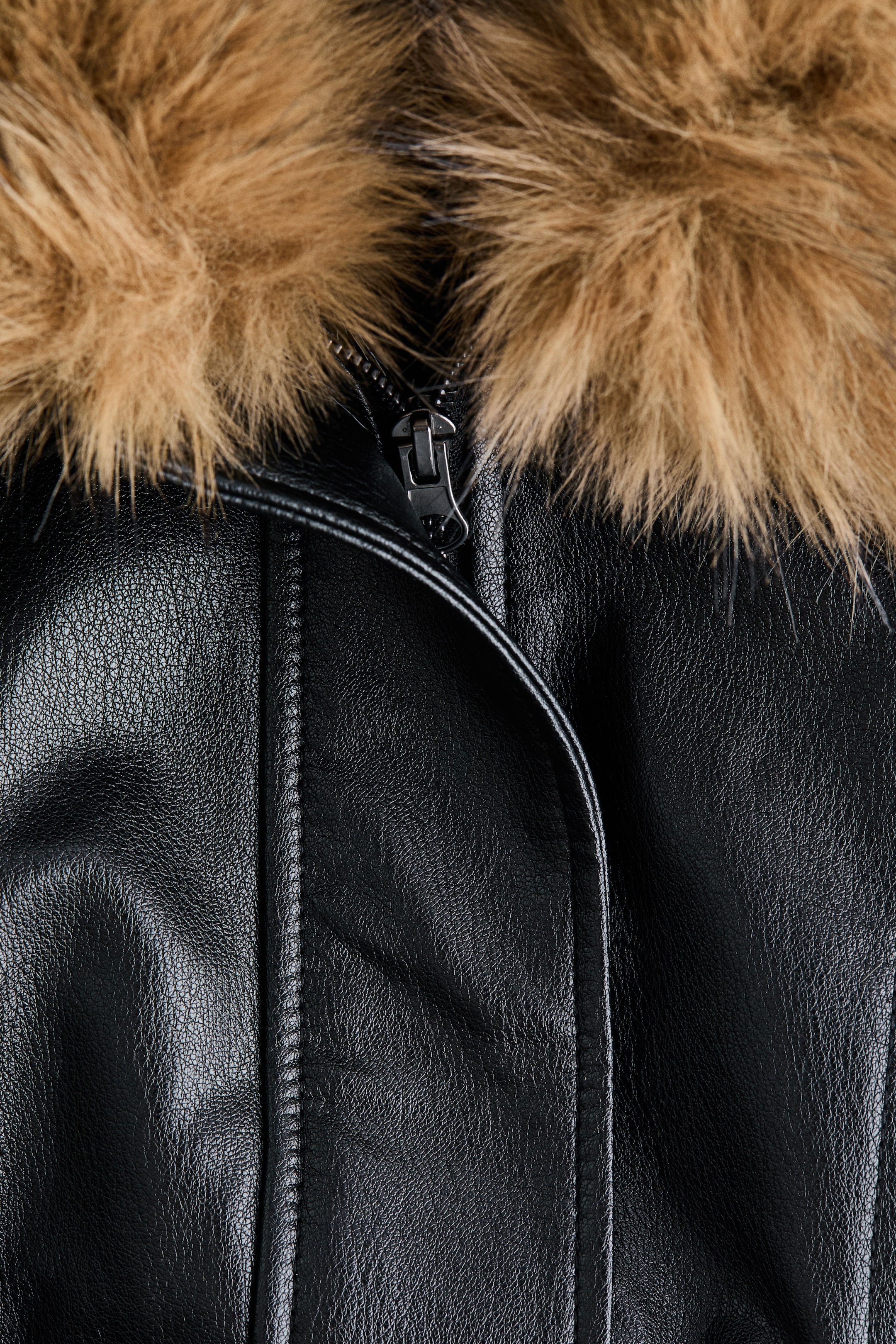 Coated Jacket with Fluffy Collar