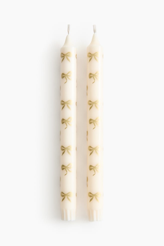 2-pack mönstrade ljus - Guld/Rosetter/Vinröd/Randig - 1