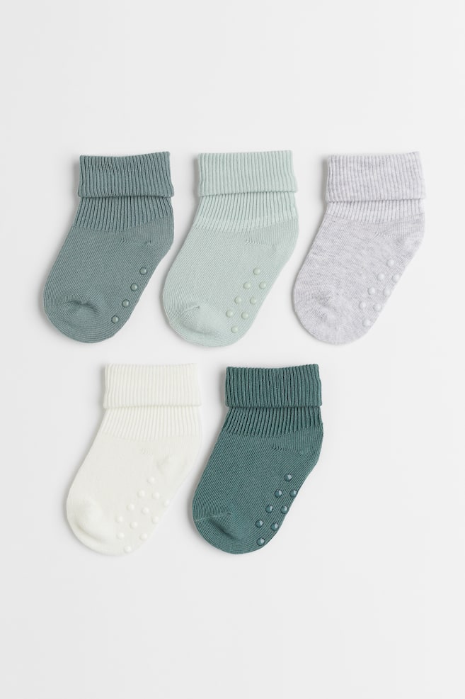 5-pack anti-slip socks - Sage green/Cream/Grey marl/Dark grey/Black/Brown/Beige/White/dc/dc/dc/dc/dc/dc/dc/dc/dc/dc - 1