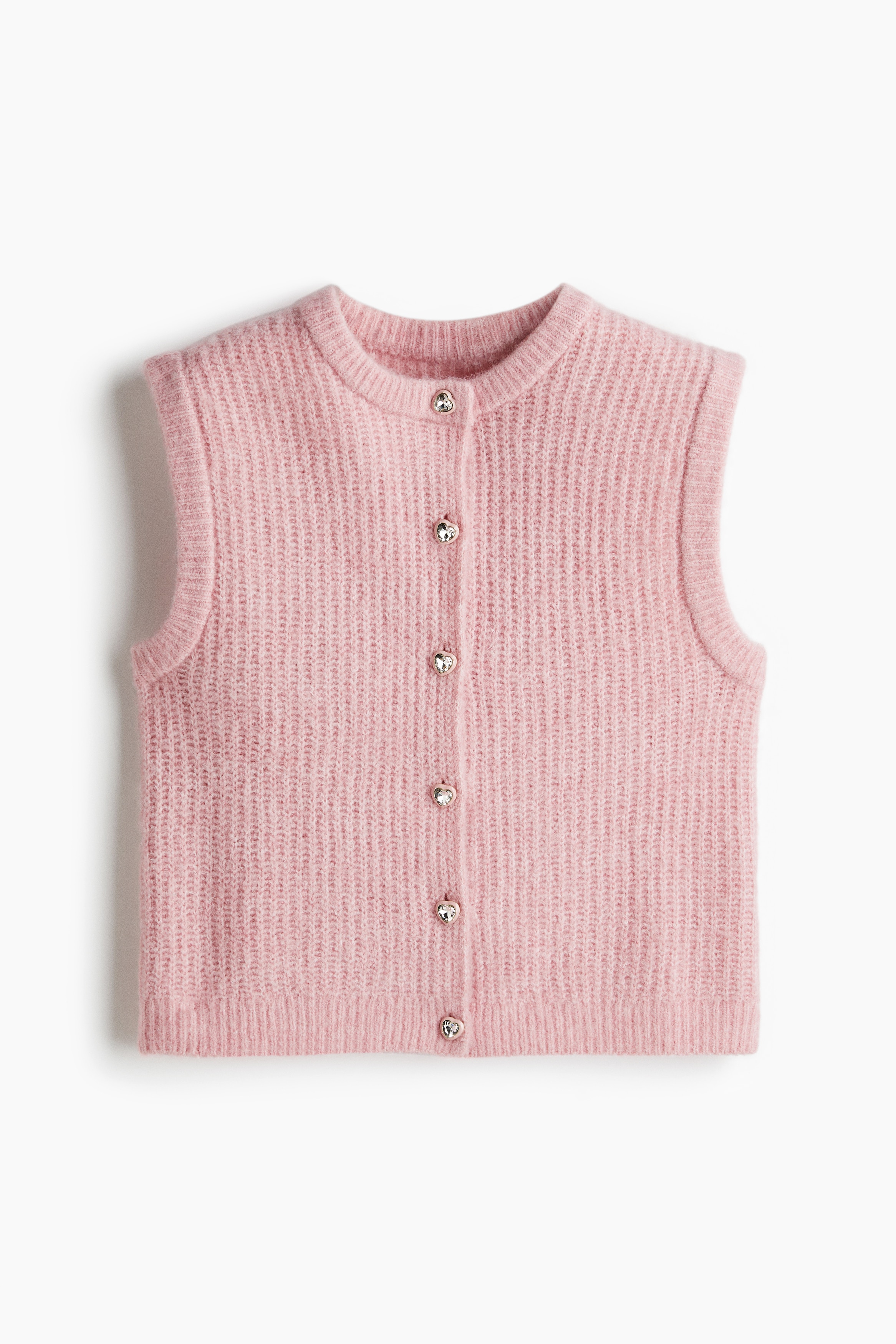 Gilet sans manches en tricot côtelé - Rose clair