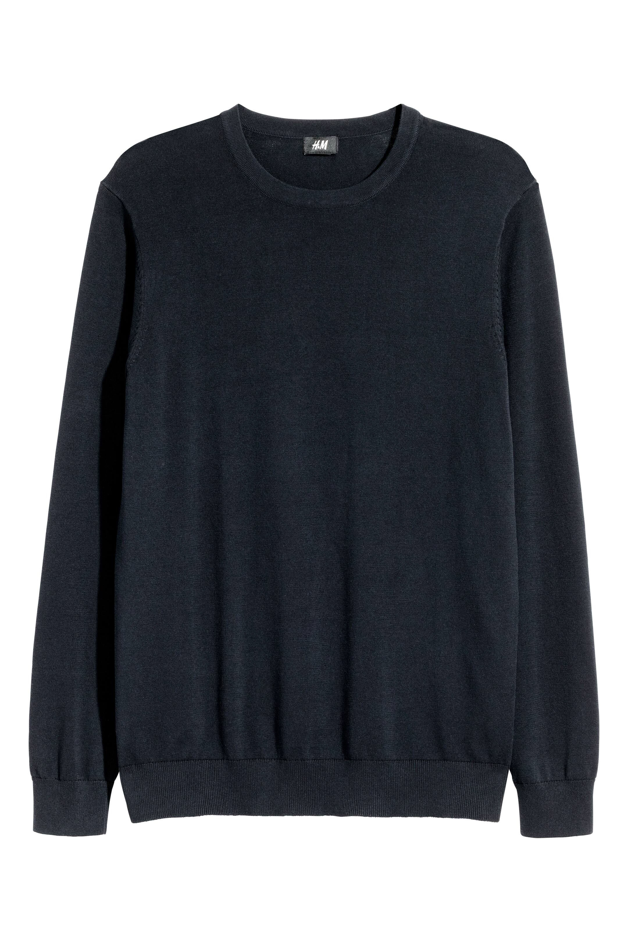 Näytä suurempi kuva: Ohut puuvillaneulepusero - Tummansininen - MIEHET | H&M FI 1