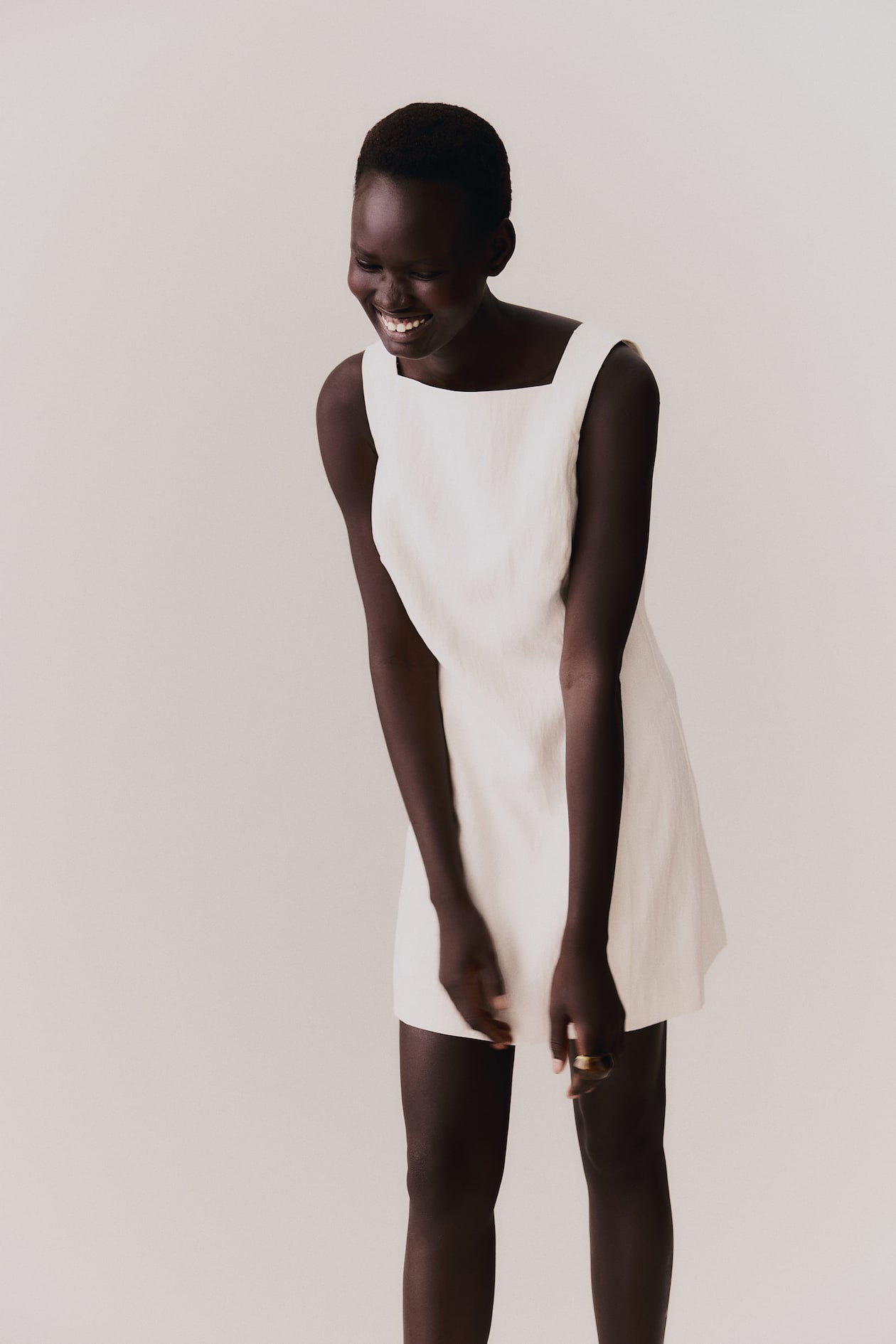 Square-Neck Twill Dress - image 4