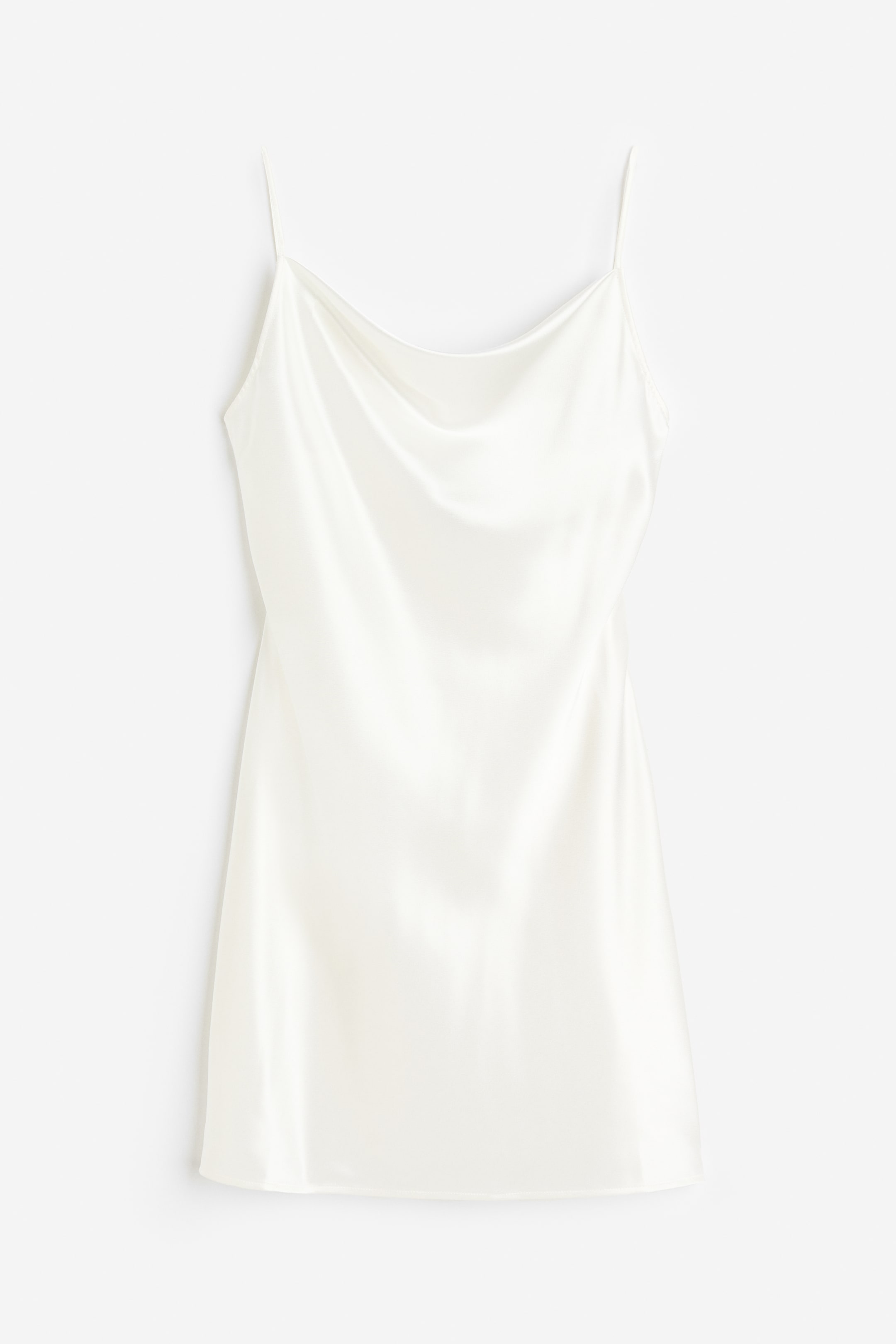 Tie-detail satin dress - Cowl neck - Sleeveless - White - Ladies | H&M GB