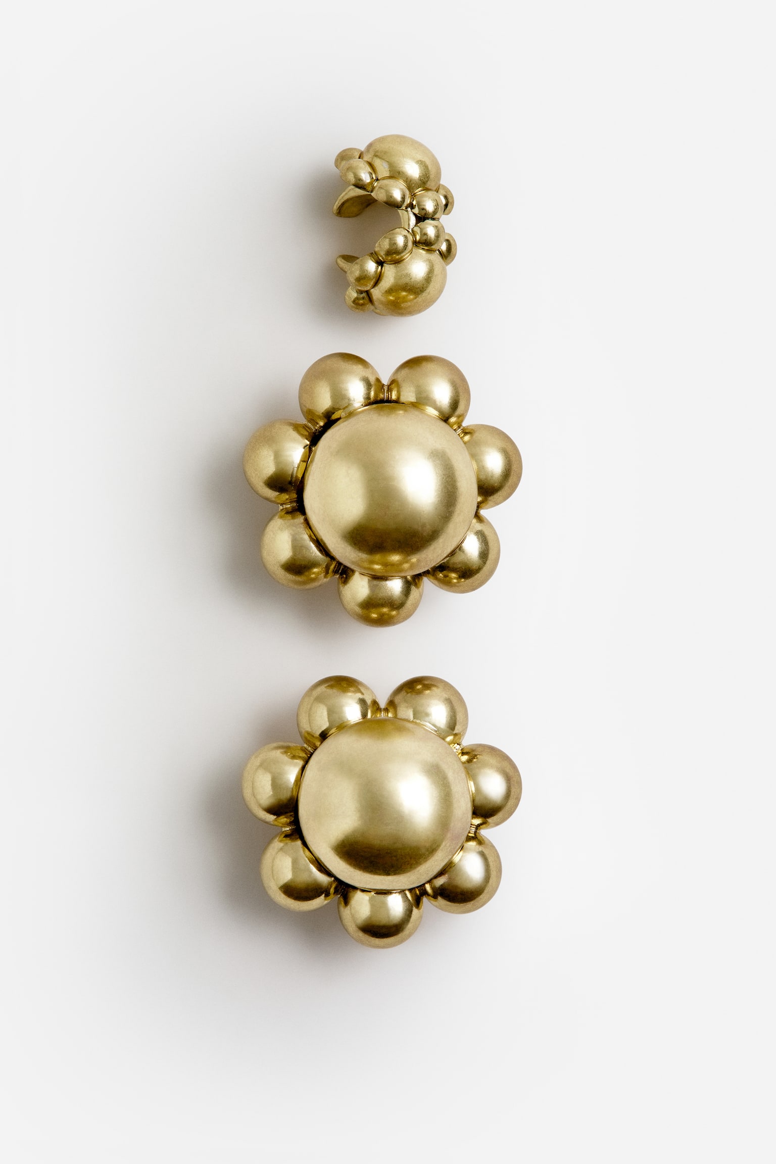 4-piece floral earrings set - Gold-coloured - 4