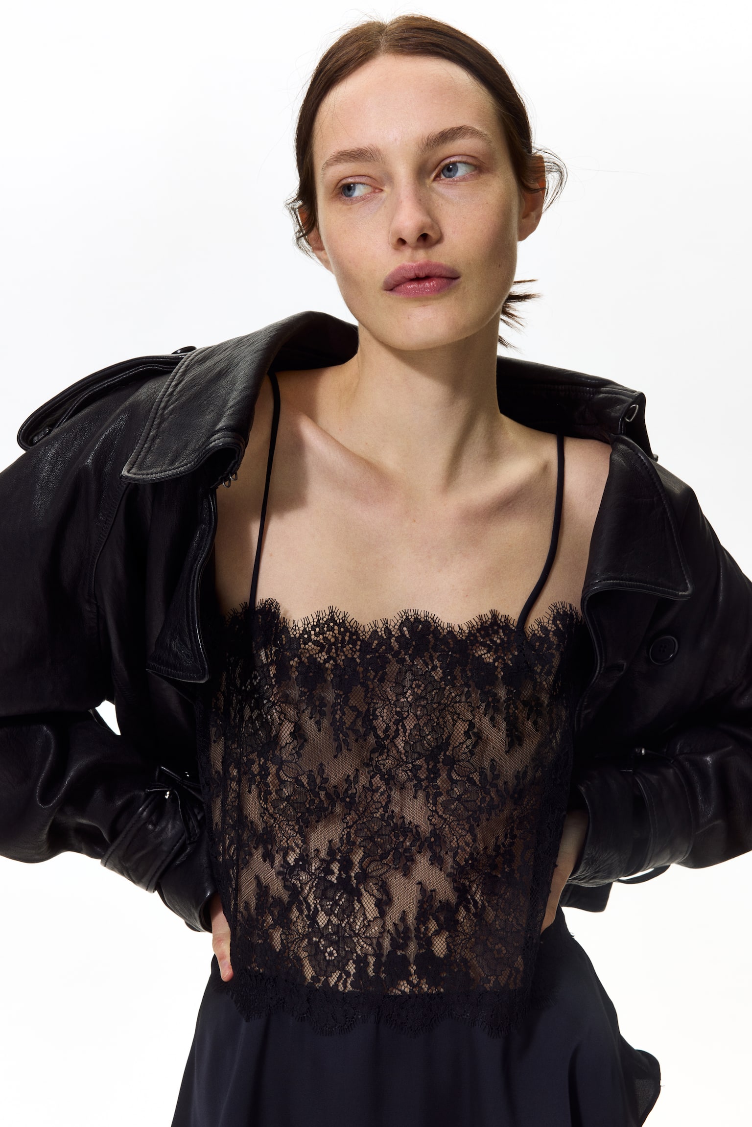 Lace strappy top - Black/White - 7