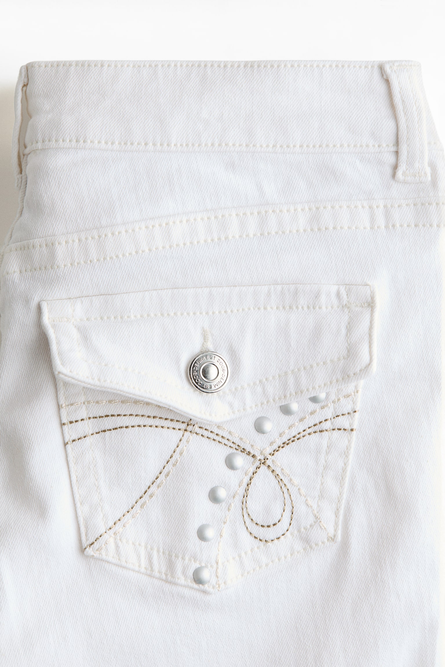 Flared Low Waist Jeans - White/Denim blue/Light denim blue - 3