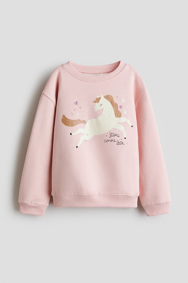 Sweatshirt - Light pink/Horse/Light pink/Paris/White/Cherries/Navy blue/Paris/Light grey marl/Butterflies/Light beige/Unicorn/Cream/Dance Everyday/White/Amour/Black/Hearts/Cream/Love - 1