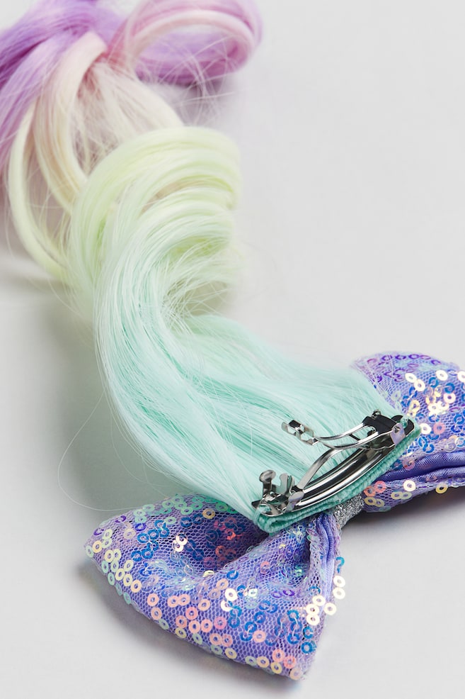 Hair clip with hair extensions - Purple/Turquoise - 2