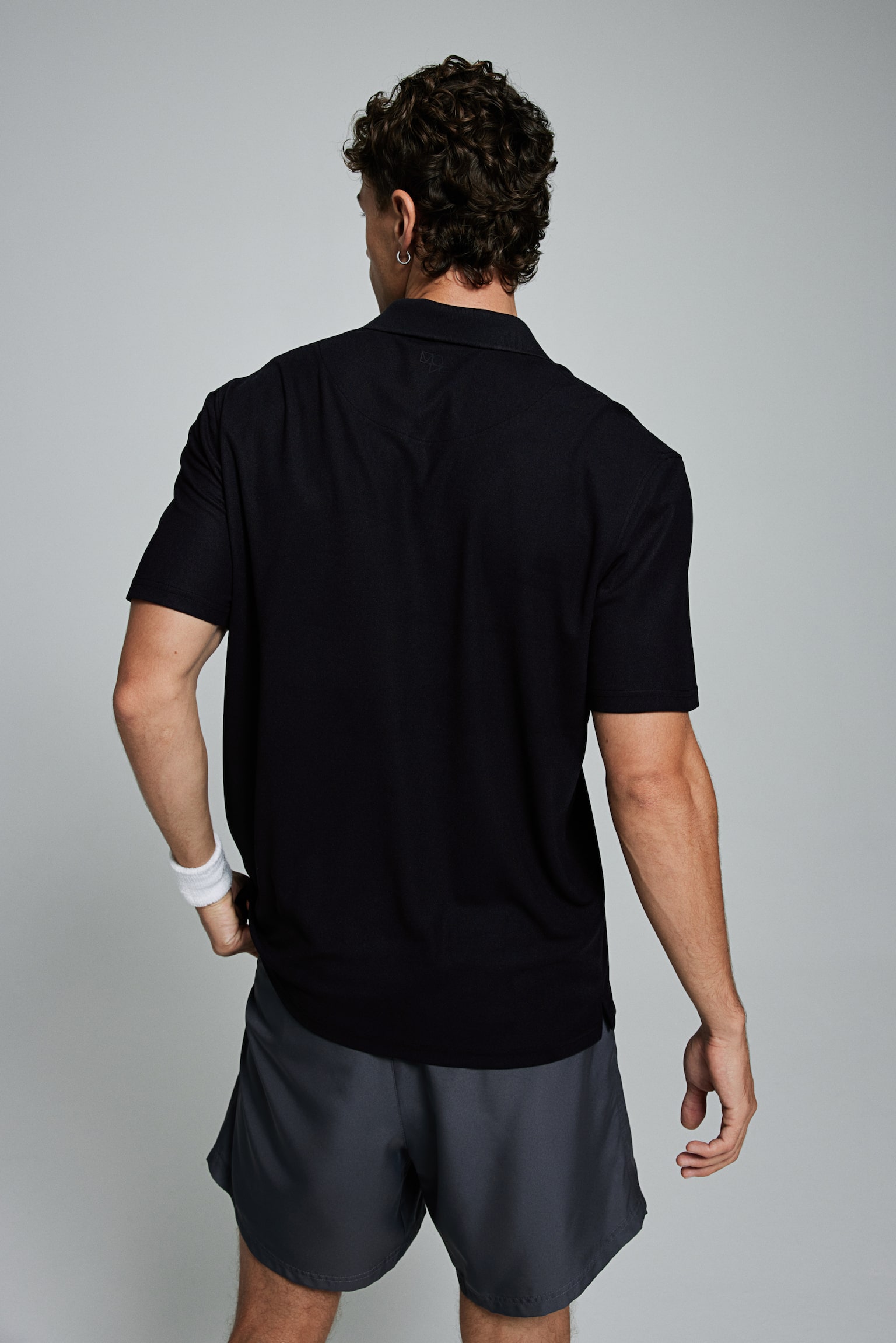 Regular Fit Piqué sports top - Black/White - 5