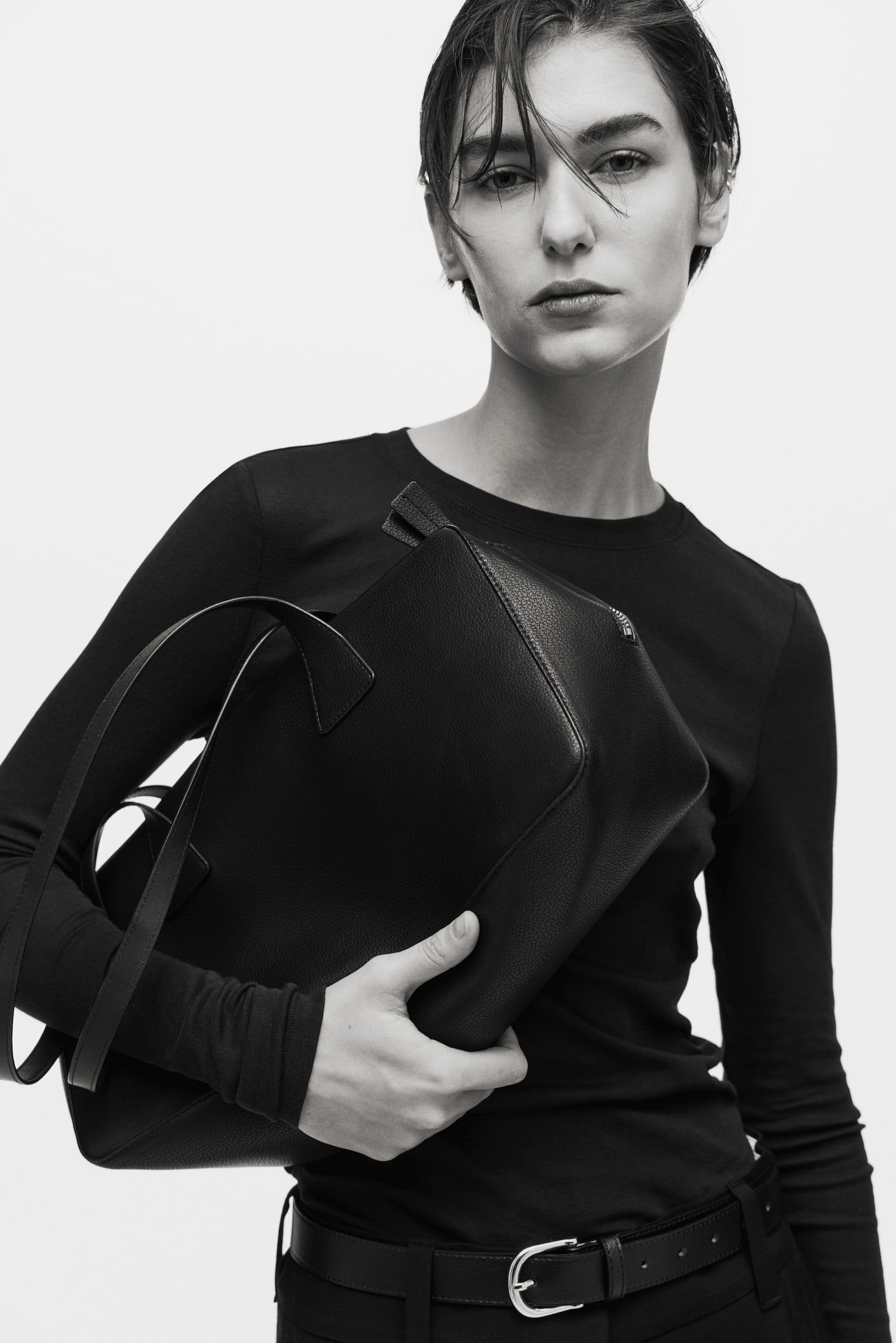 Top en jersey de coton pima - Noir/Beige clair/Rose ancien foncé/Jaune pâle/Blanc/Beige/Marron/Bordeaux/Quasi noir - 2