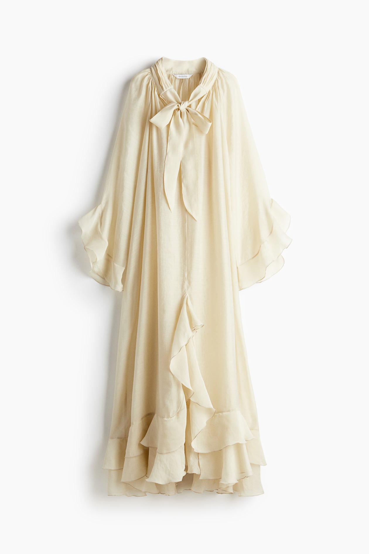 Women's Cream Flounced tie-neck dress | H&M