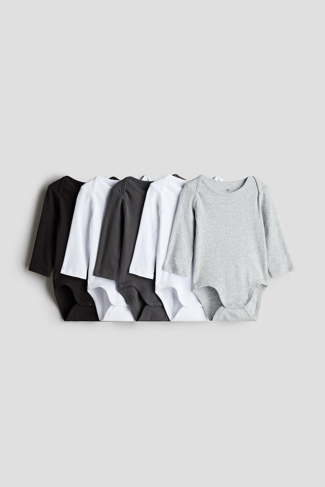 Pack de 5 bodies - Blanco/Gris/Negro/Azul/Verde/Blanco/Blanco/Beige/Rosa claro/Blanco/Lila/Rojo oscuro/Azul/Verde empolvado/Blanco - 1
