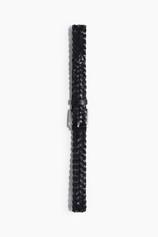 Braided Leather Belt - Black - 1