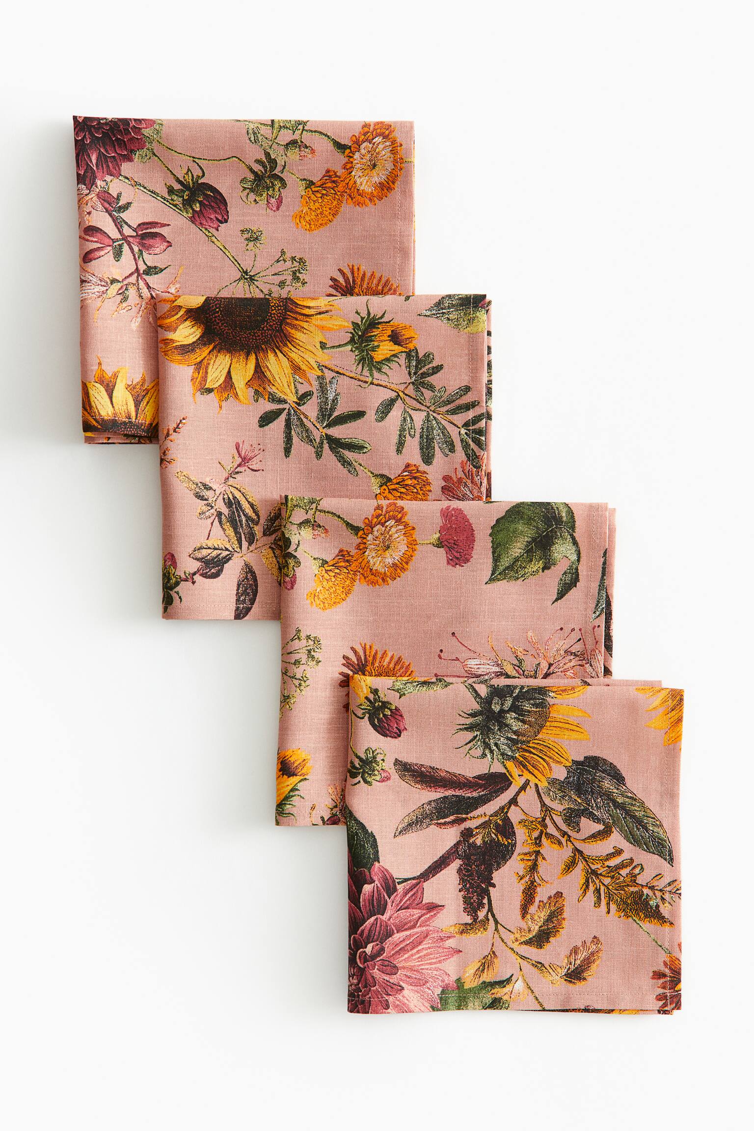 מארז 4 מפיות - ורוד/פרחוני/לבן/אמריליס - 2