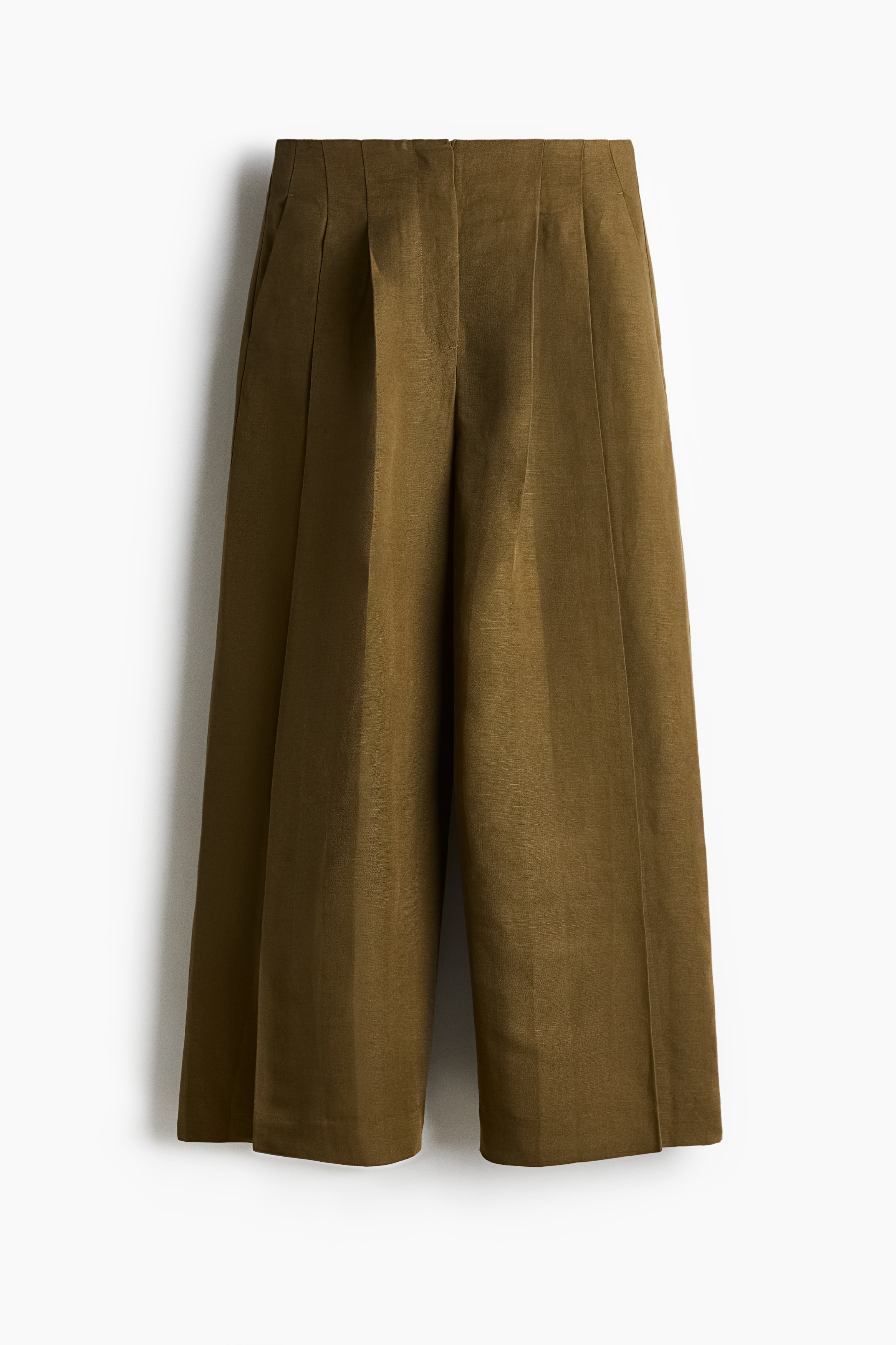 Ζιπ κιλότ με πιέτες μπροστά - Σκούρο χακί/Κόκκινο