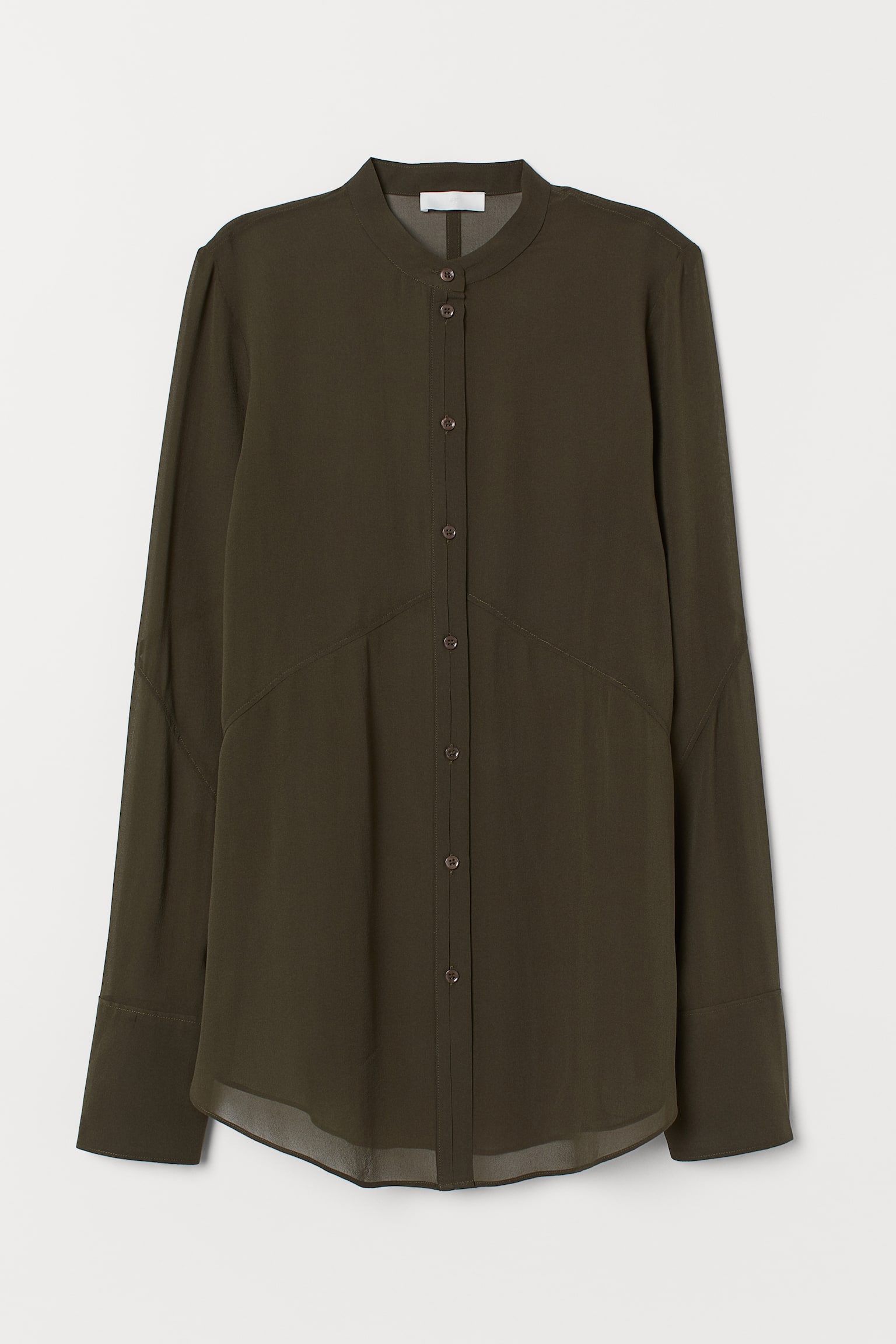 Silk chiffon blouse - Mörk khakigrön