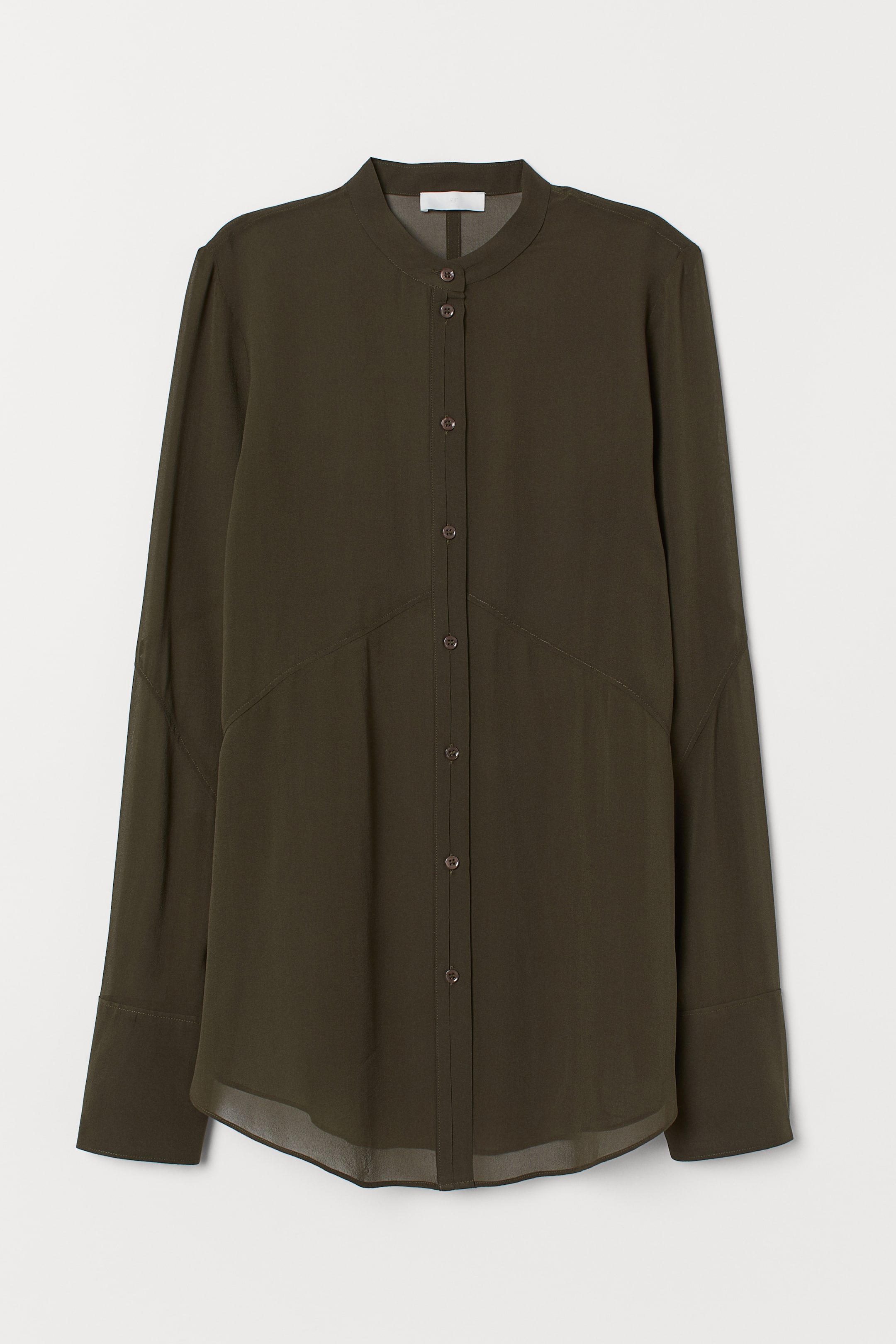 Visa större bild: Silk chiffon blouse - Mörk khakigrön - DAM | H&M SE 1