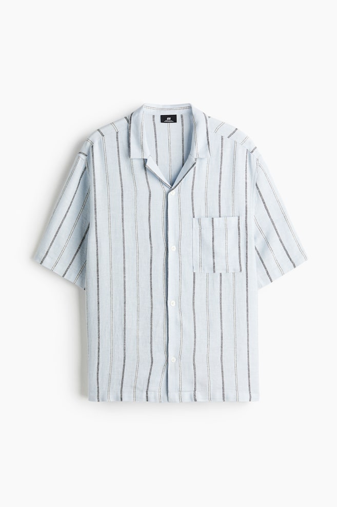 Regular Fit Linen Blend Resort Shirt - Light blue/Stripe/White/Pistachio green/White/Stripe - 1