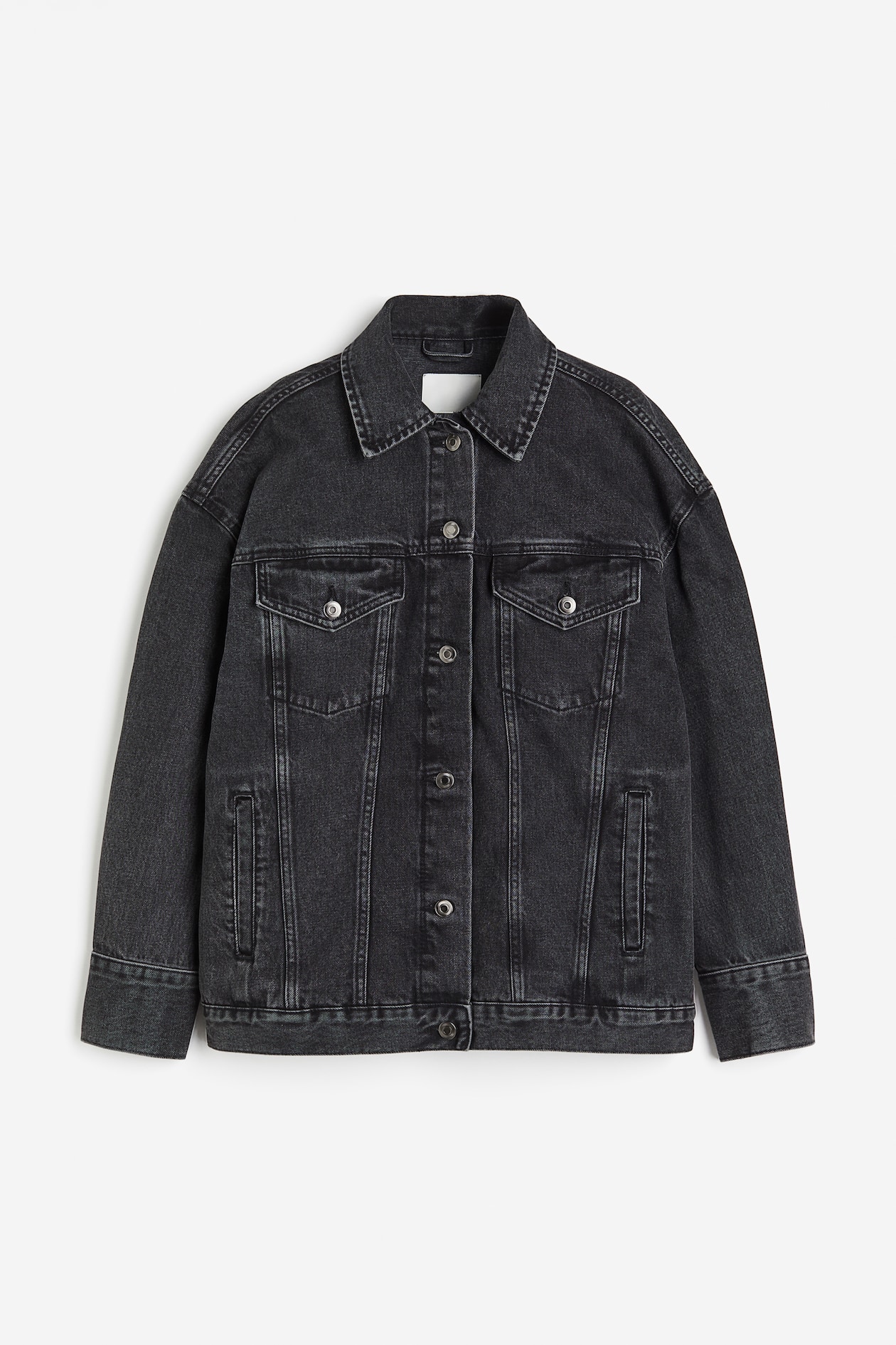 Loose denim jacket Dark grey Ladies H&M
