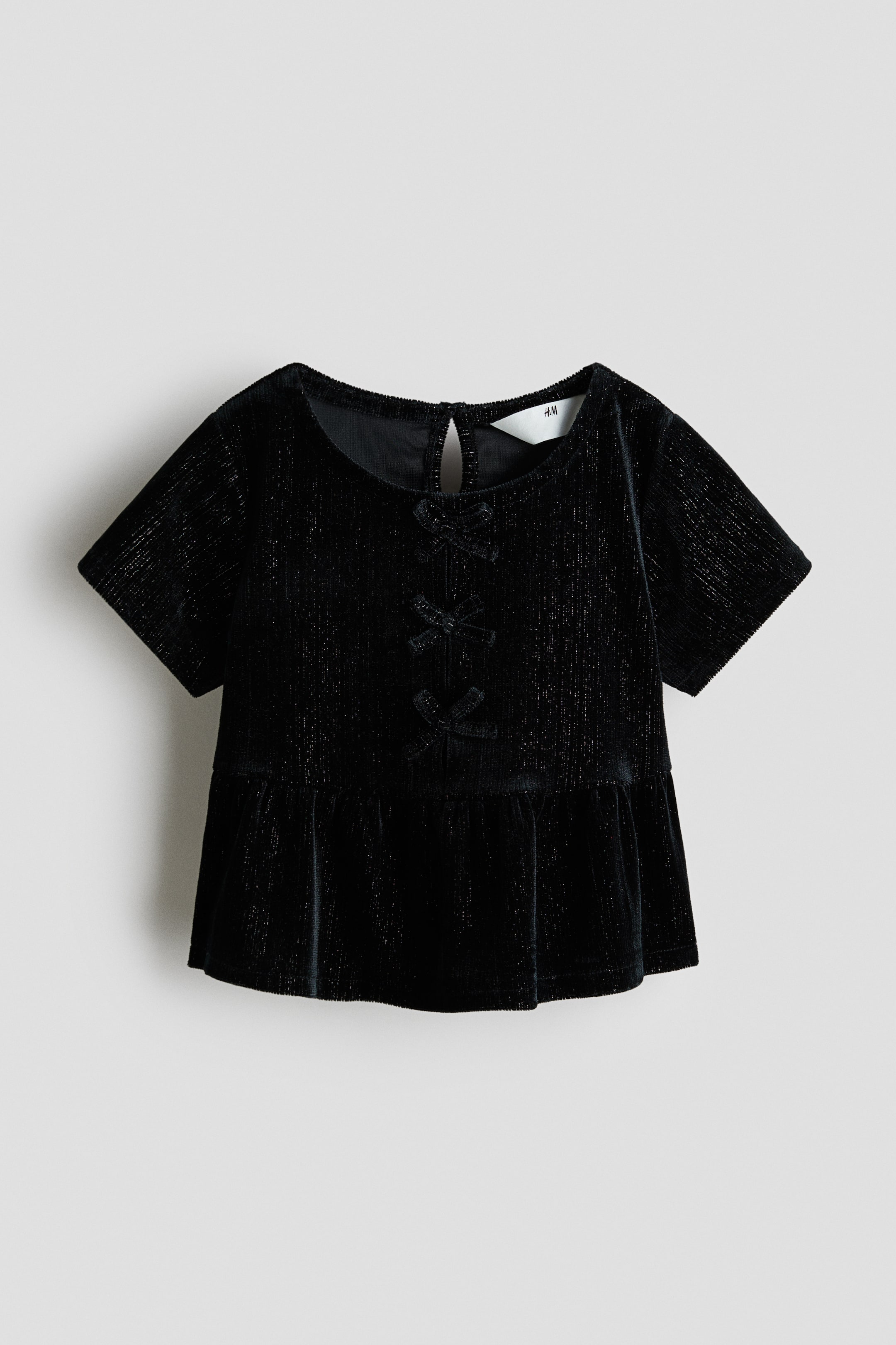 View larger image: Velour Peplum Top - Black - Kids | H&M US 1