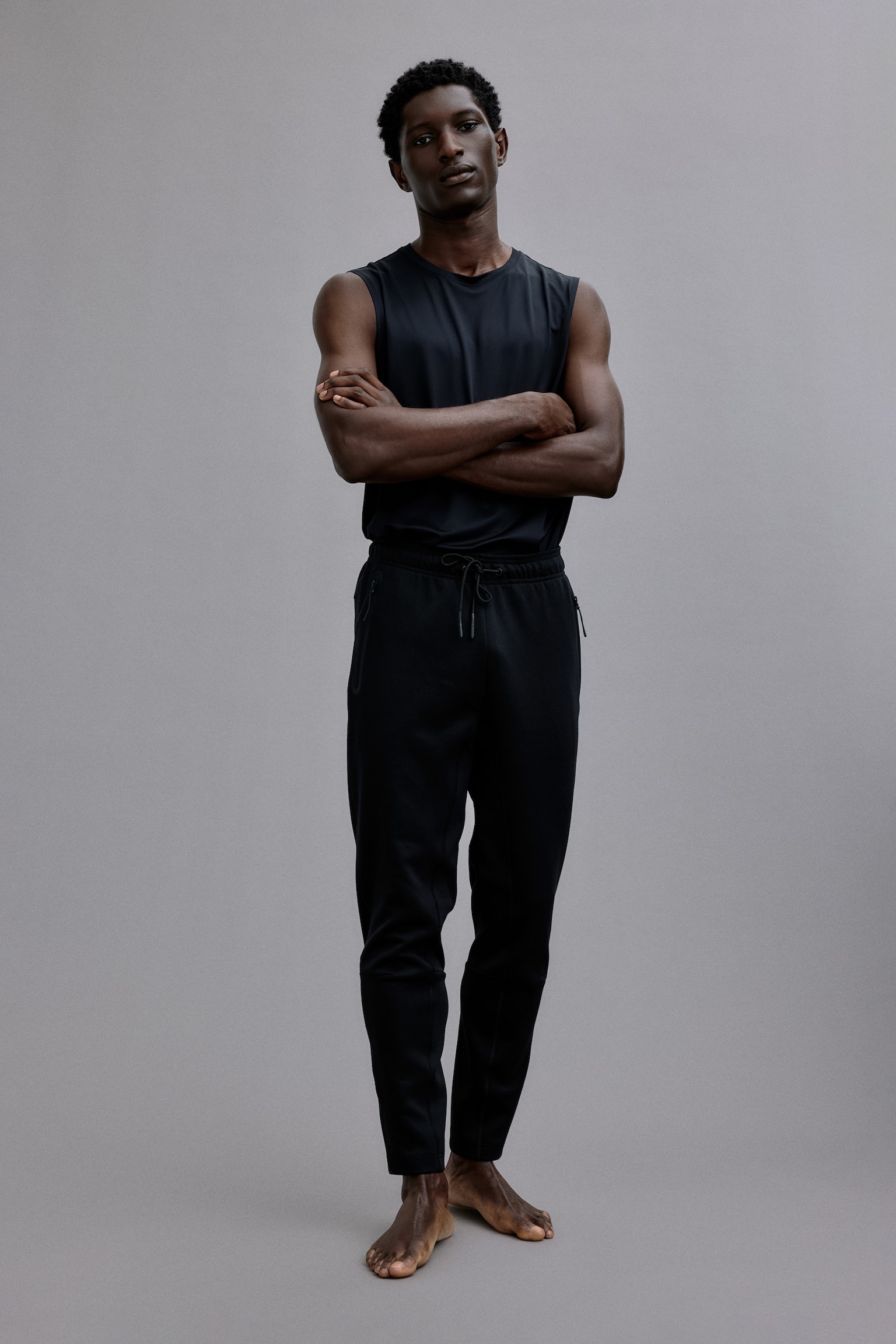 Regular Fit Sports vest top with DryMove™ - Black/Light grey - 3